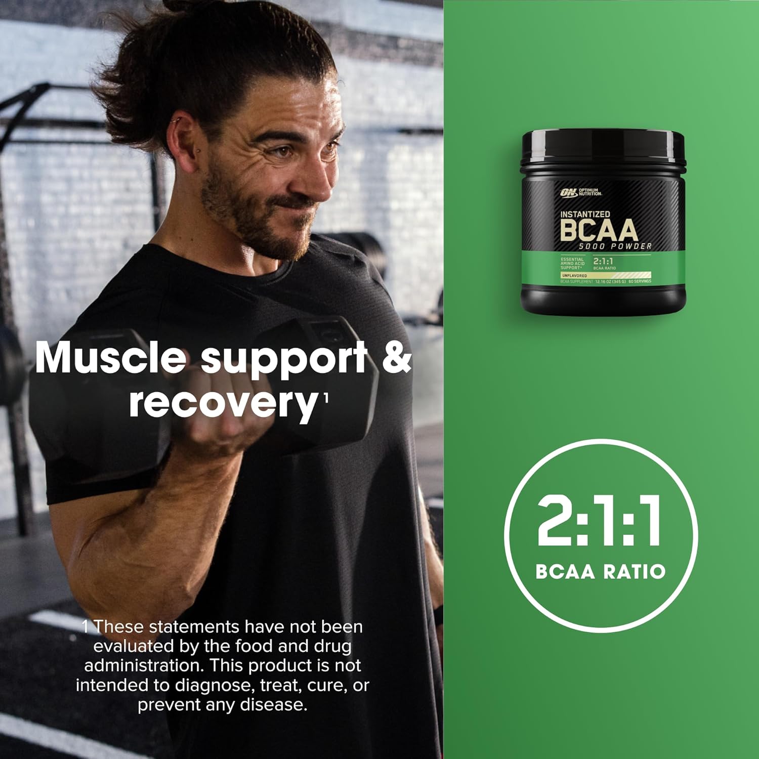 پودر BCAA اپتیموم نوتریشن مدل Essential Amino Acids، 345 گرم، 60 وعده، طعم بدون طعم