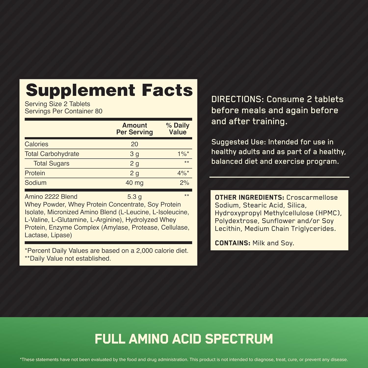 قرص EAA اپتیموم نوتریشن مدل Superior Amino 2222، 2222 قرص