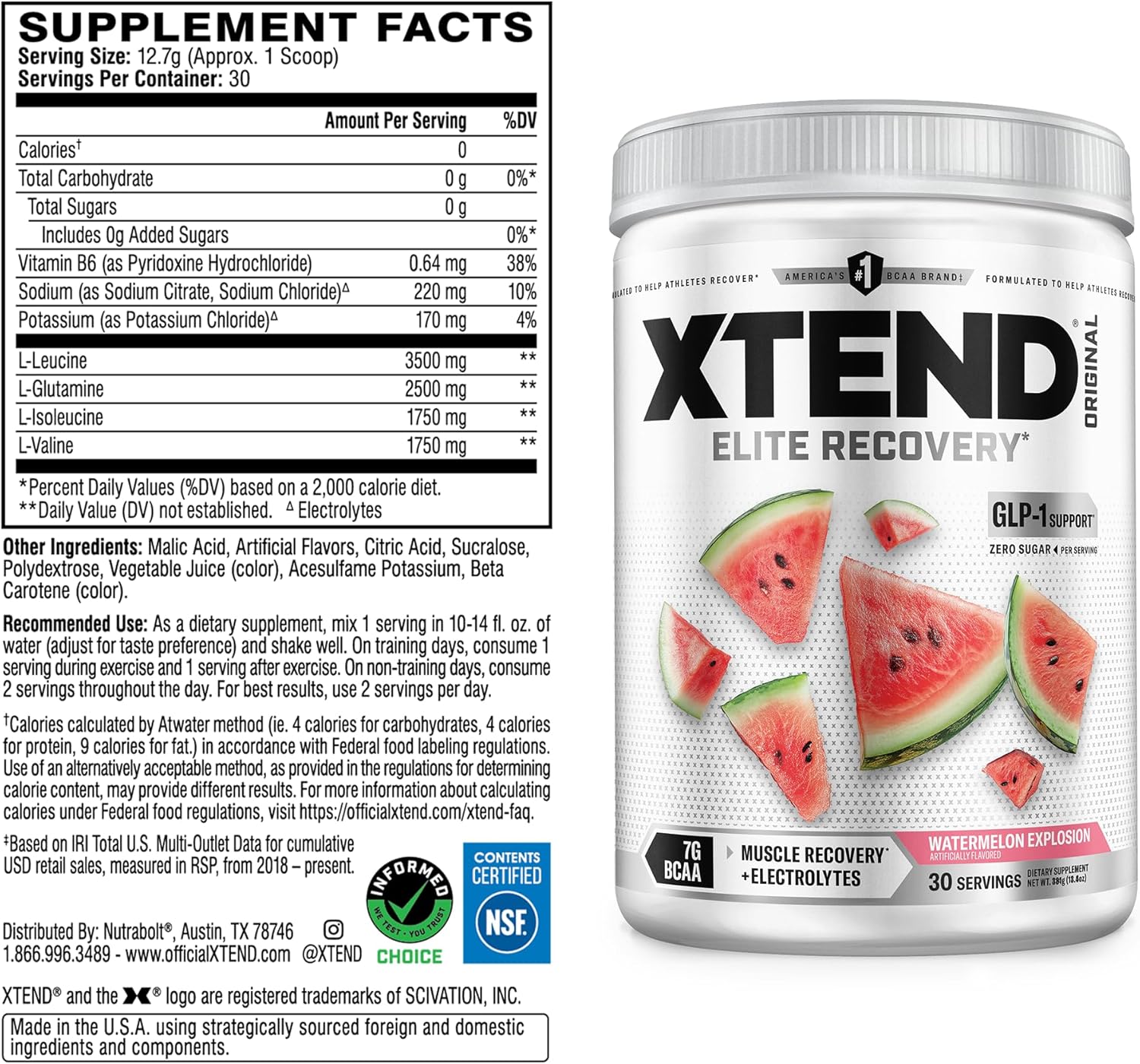 پودر BCAA اکستند مدل XTEND Original، 30 وعده، طعم هندوانه