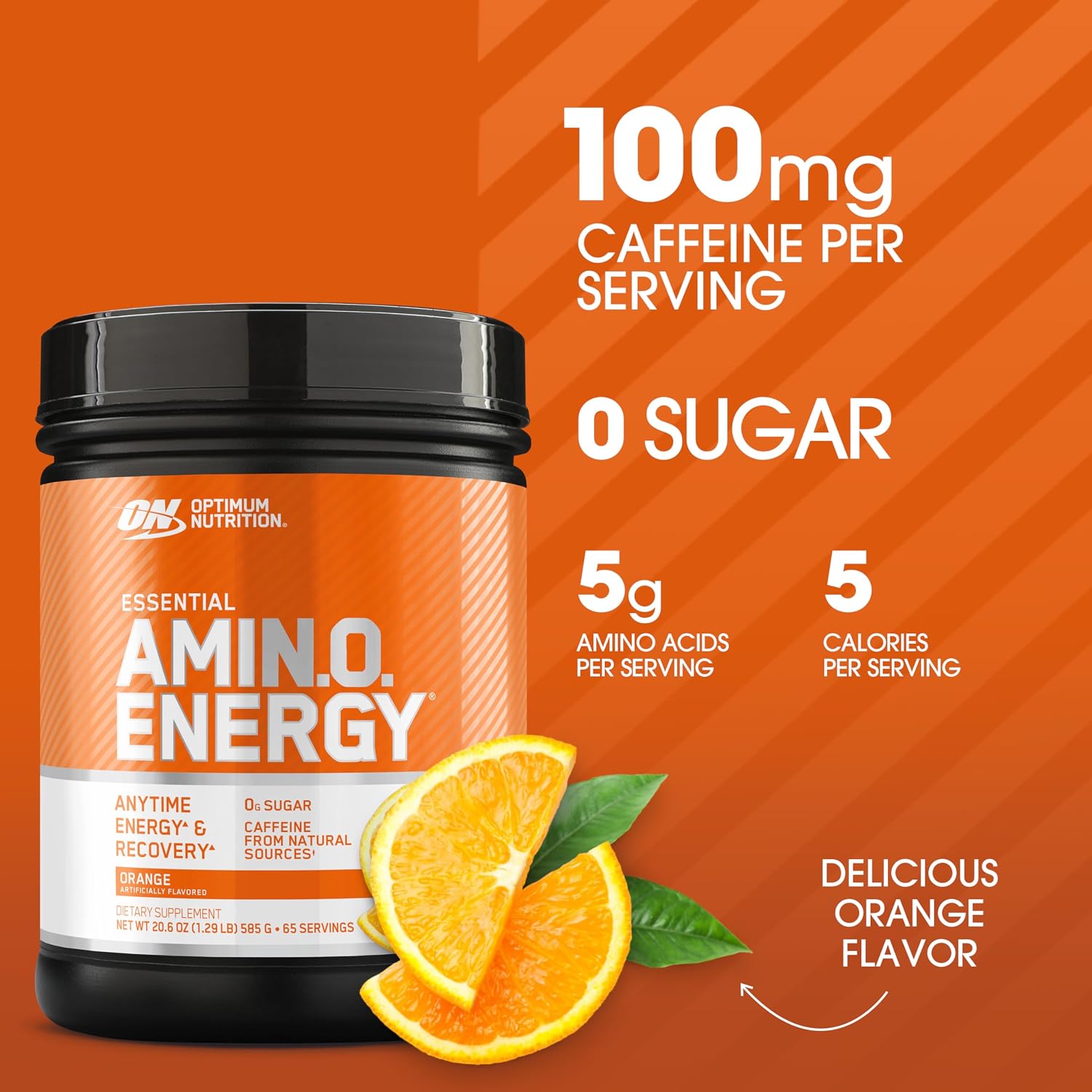 پودر آمینو انرژی و پری‌ورک‌اوت اپتیموم نوتریشن مدل Amino Energy، 65 وعده، طعم پرتقال