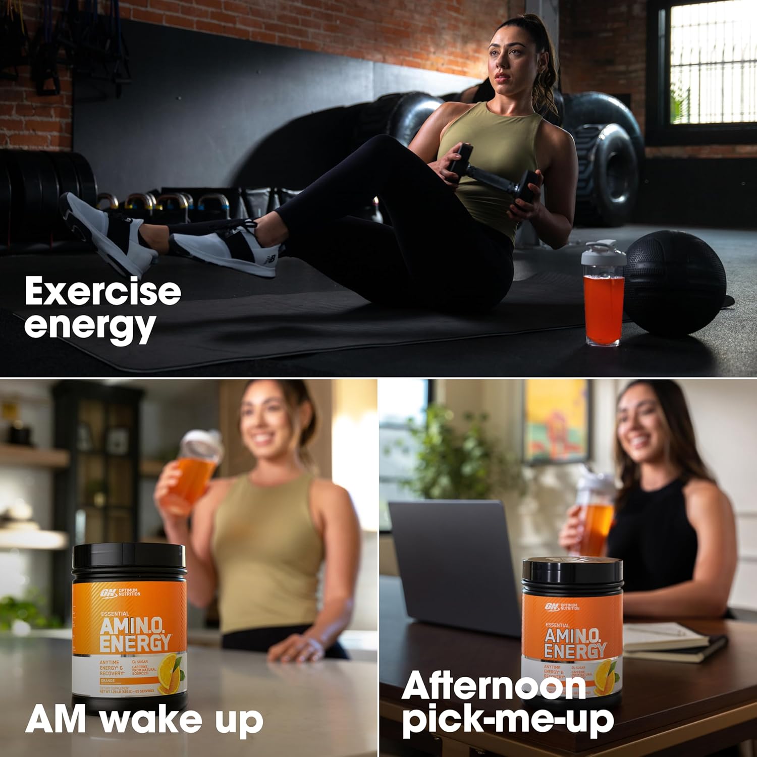 پودر آمینو انرژی و پری‌ورک‌اوت اپتیموم نوتریشن مدل Amino Energy، 65 وعده، طعم پرتقال
