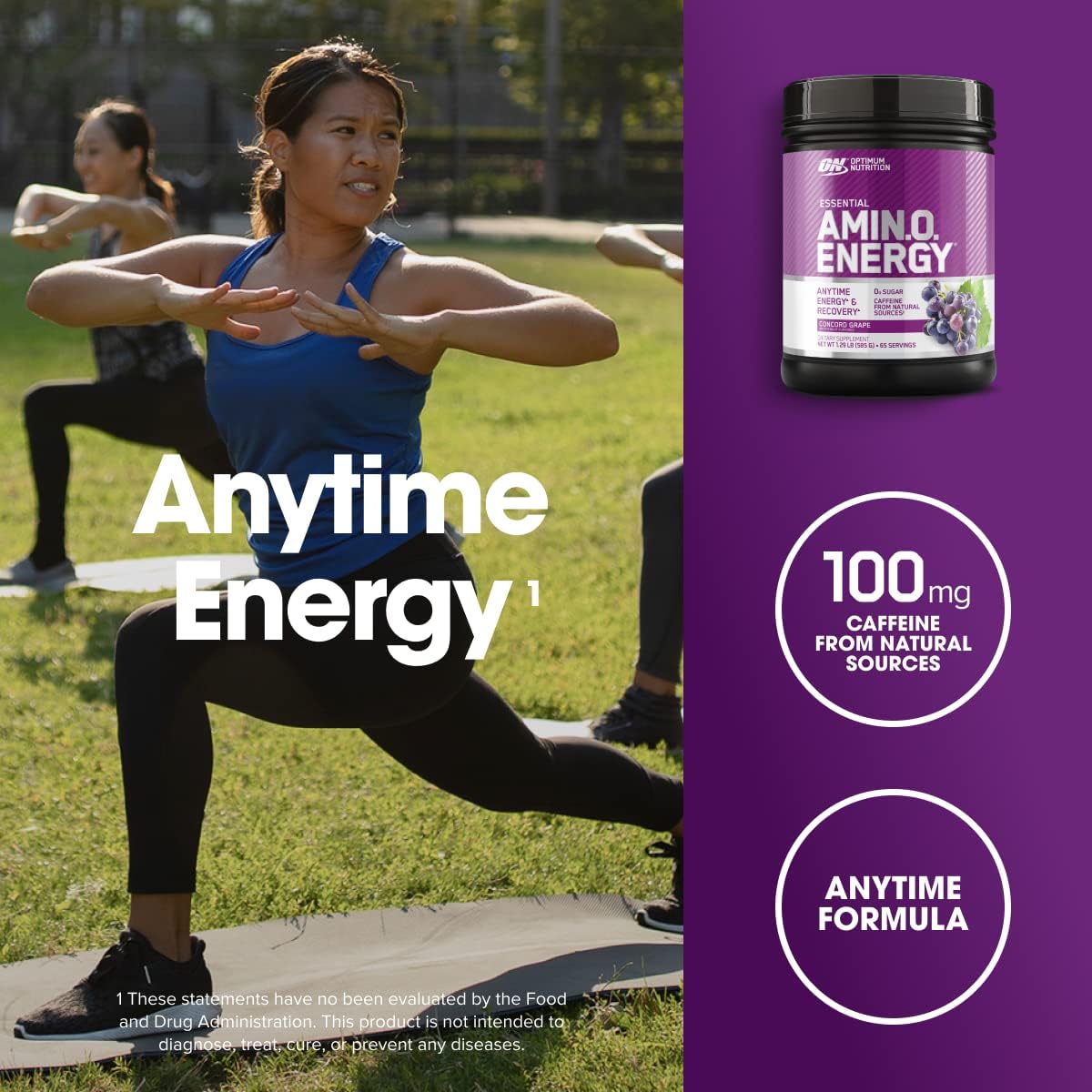 نوشیدنی آمینو انرژی اپتیموم نوتریشن مدل Amino Energy، 65 وعده، طعم انگور
