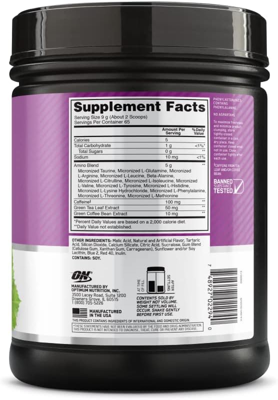 نوشیدنی آمینو انرژی اپتیموم نوتریشن مدل Amino Energy، 65 وعده، طعم انگور