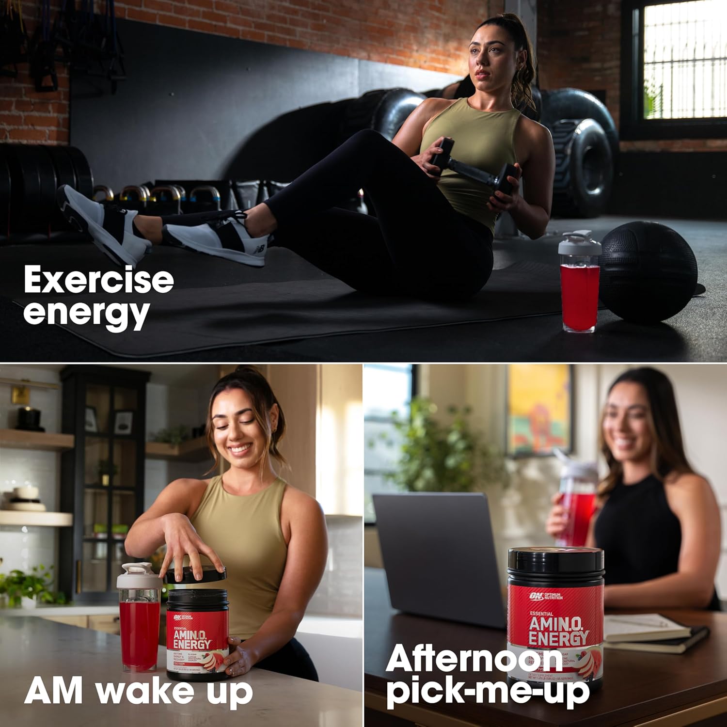پودر آمینو انرژی و پری‌ورک‌اوت اپتیموم نوتریشن مدل Amino Energy، 65 وعده، طعم ترکیب میوه