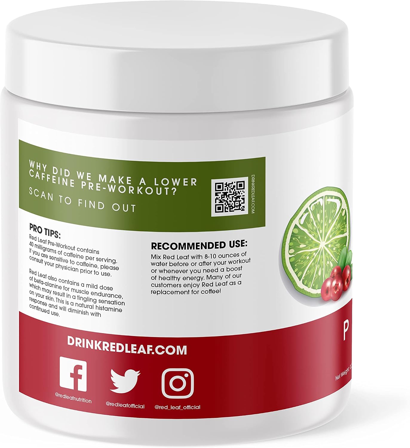 مکمل پری‌ورک‌اوت Red Leaf، 30 وعده، طعم بری
