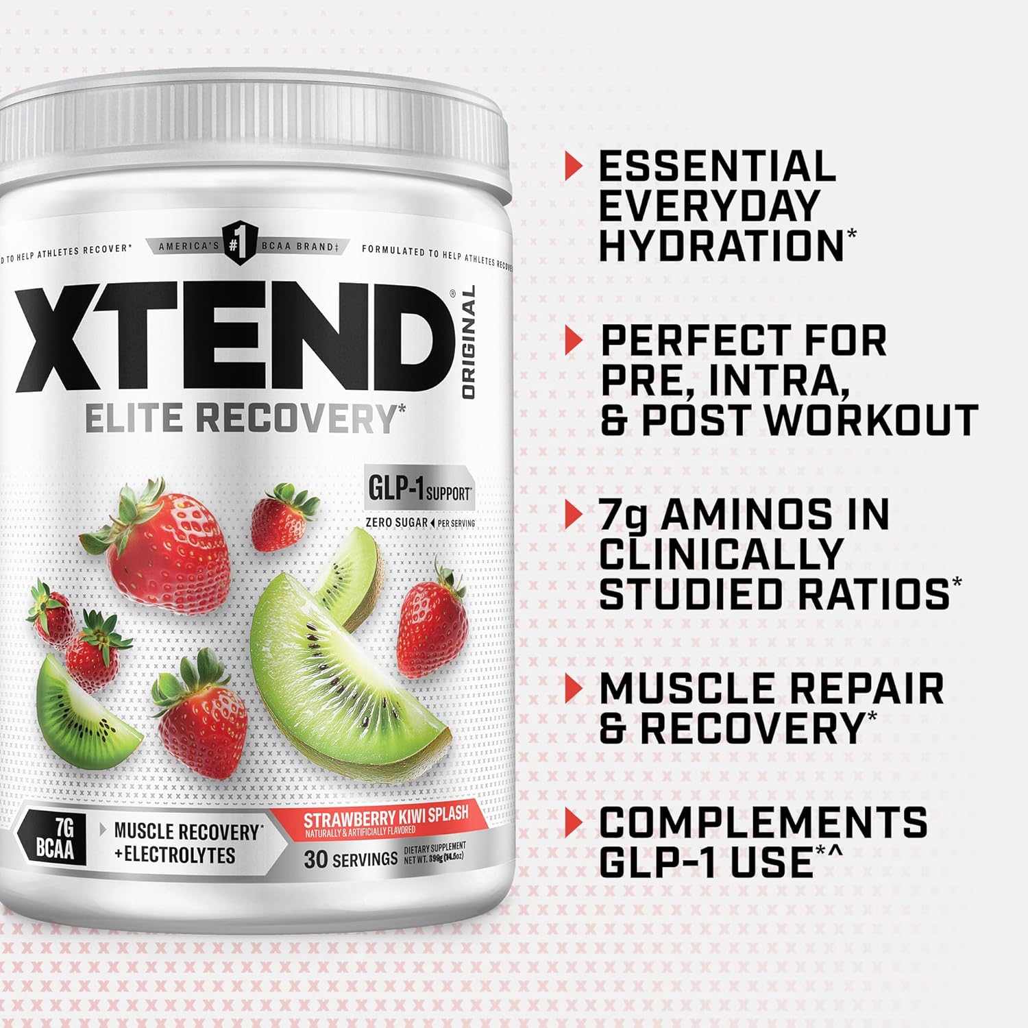 پودر BCAA اکستند مدل XTEND Original، 30 وعده، طعم توت‌فرنگی و کیوی