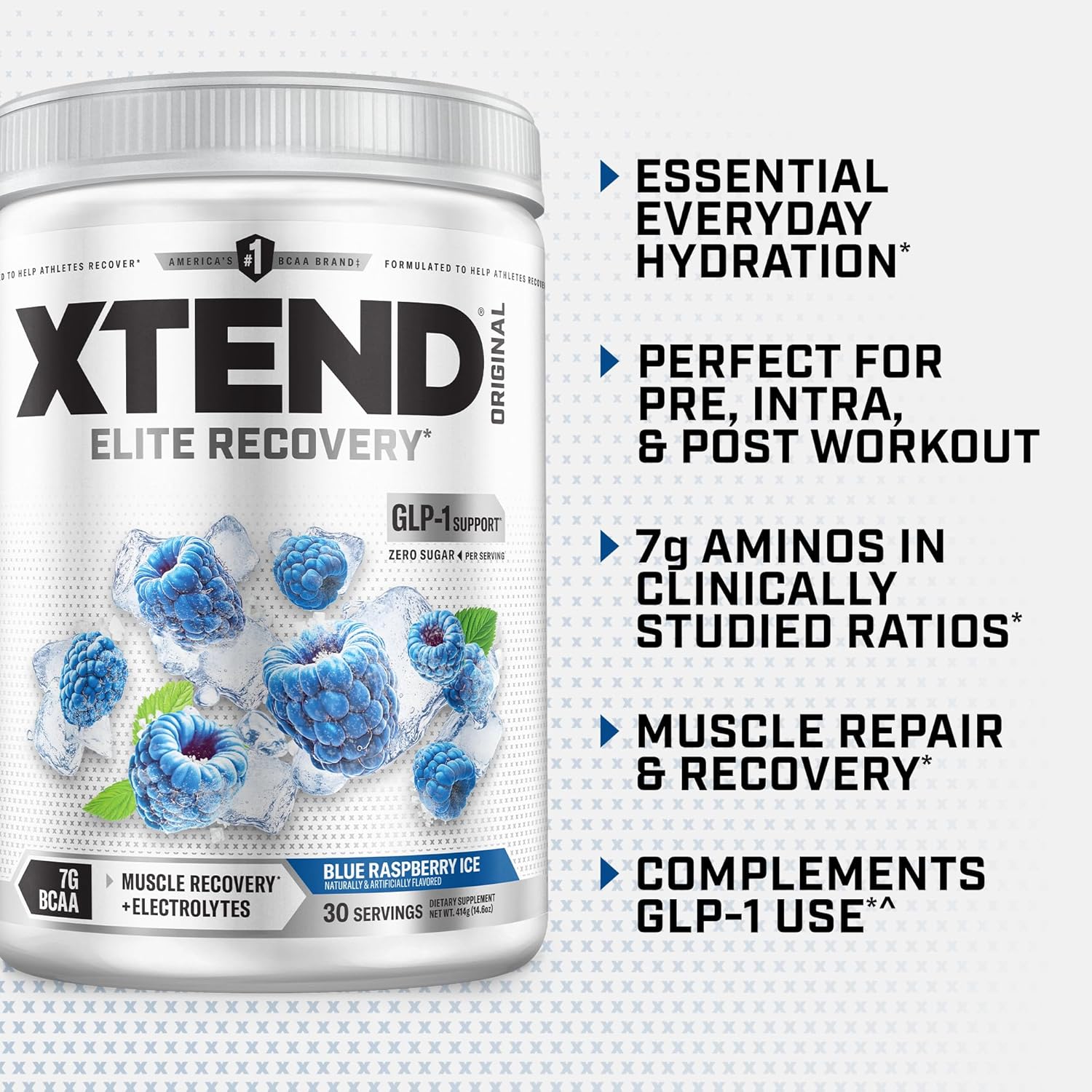 پودر BCAA اکستند مدل XTEND Original، 30 وعده، طعم تمشک آبی