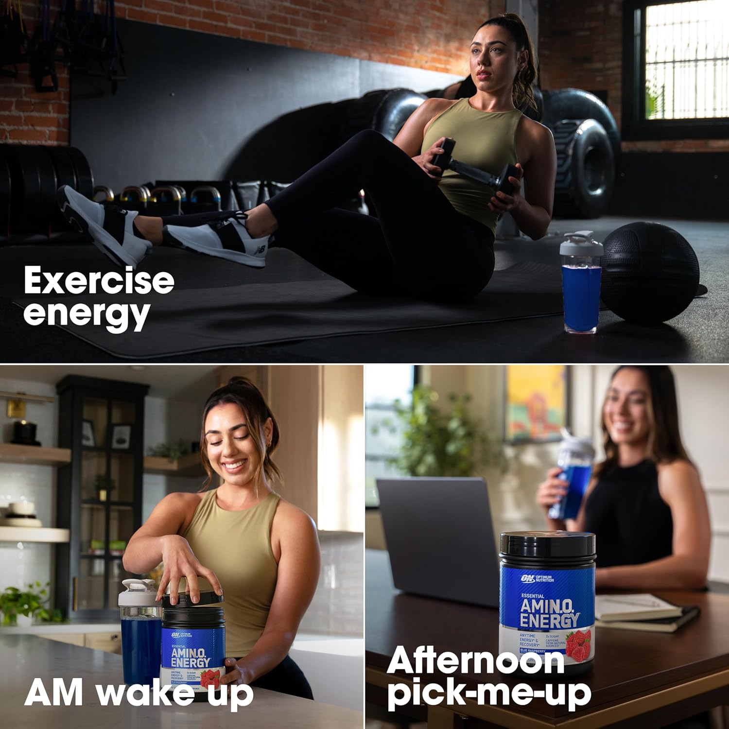 پودر آمینو انرژی و پری‌ورک‌اوت اپتیموم نوتریشن مدل Amino Energy، 65 وعده، طعم تمشک آبی