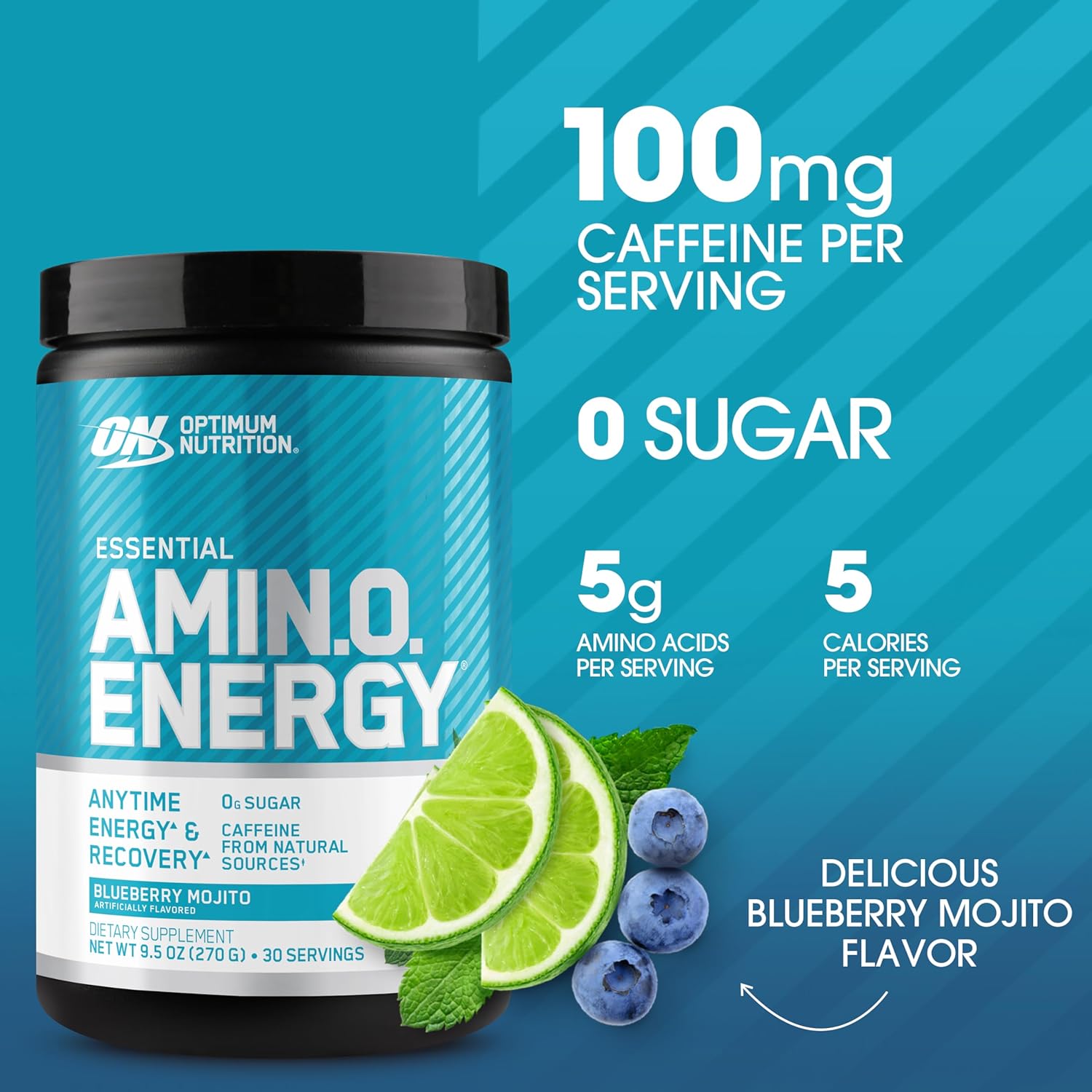 نوشیدنی آمینو انرژی اپتیموم نوتریشن مدل Amino Energy، 30 وعده، طعم موهیتو بلوبری