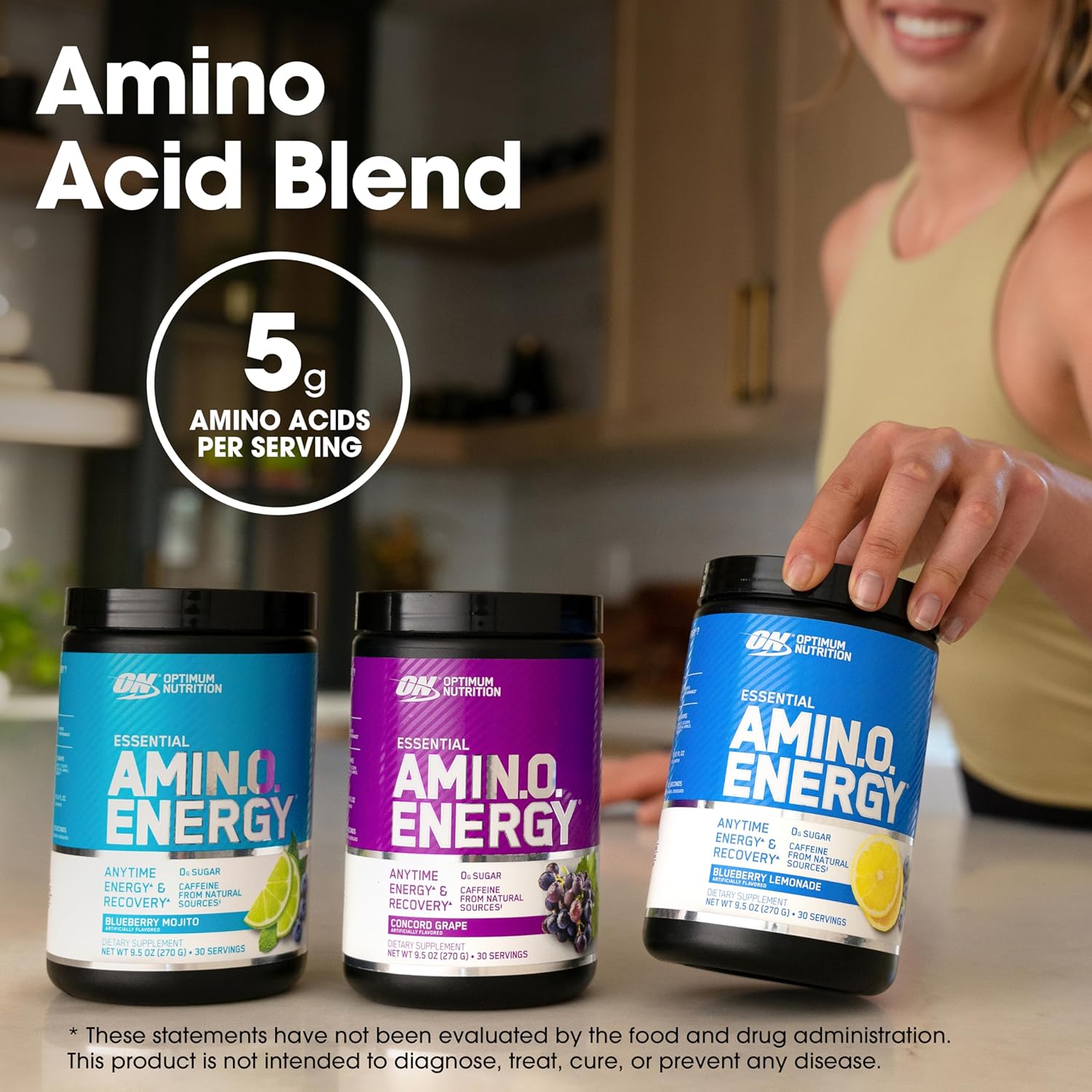 نوشیدنی آمینو انرژی اپتیموم نوتریشن مدل Amino Energy، 30 وعده، طعم موهیتو بلوبری