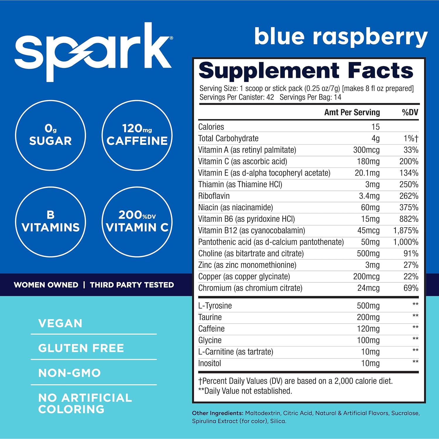 پودر آمینو انرژی ادوکر مدل Spark، 10.5 اونس، طعم تمشک آبی