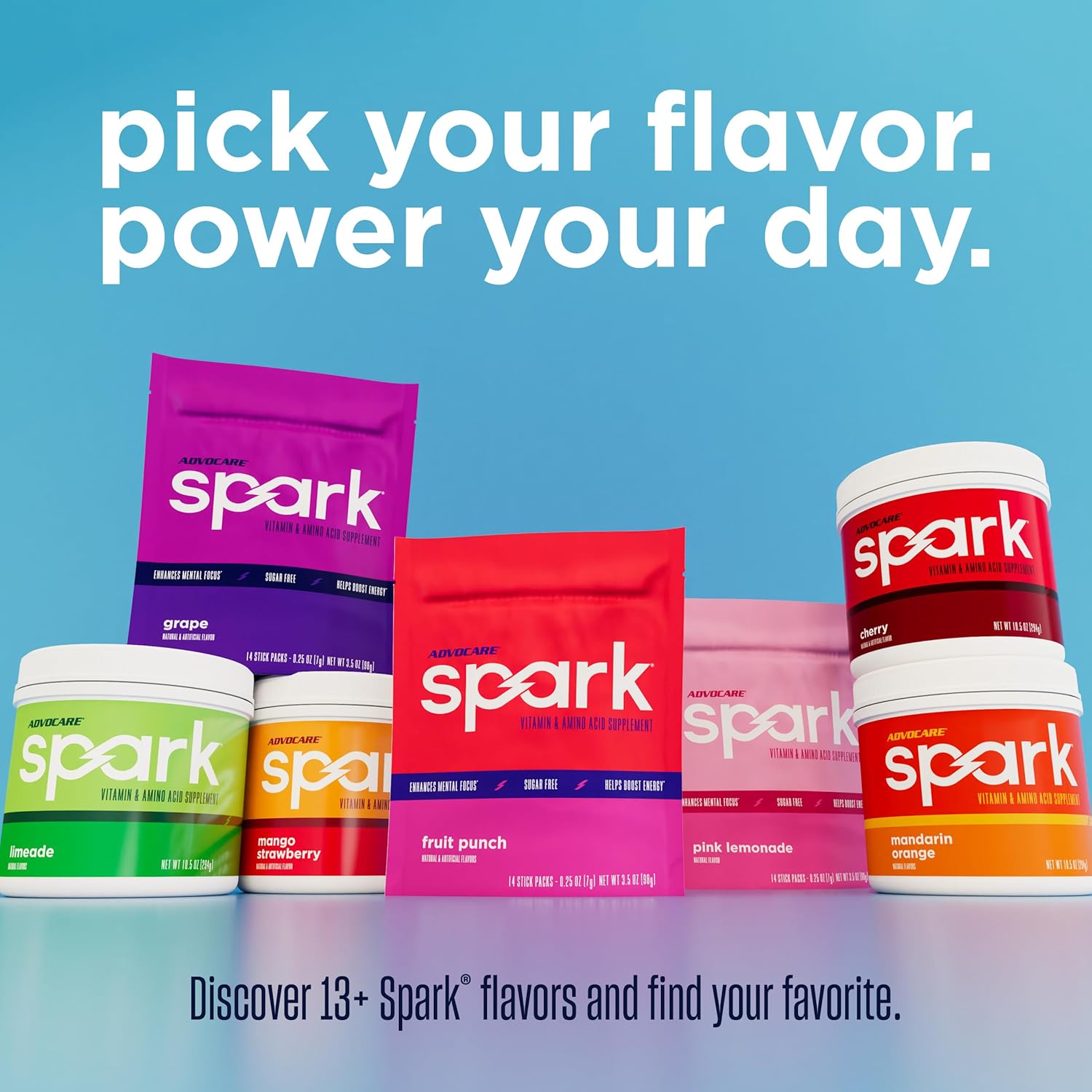 پودر آمینو انرژی ادوکر مدل Spark، 10.5 اونس، طعم تمشک آبی