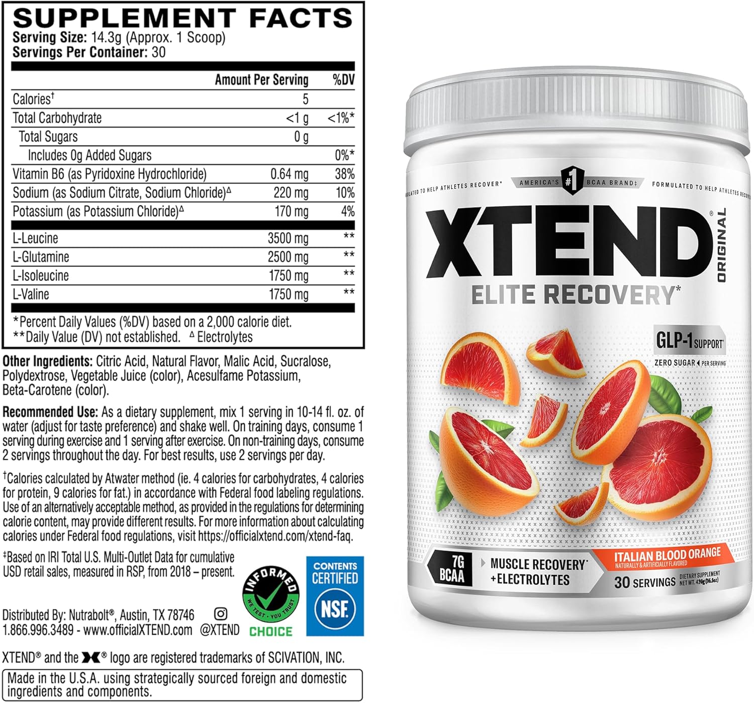 پودر BCAA اکستند مدل XTEND Original، 30 وعده، طعم پرتقال