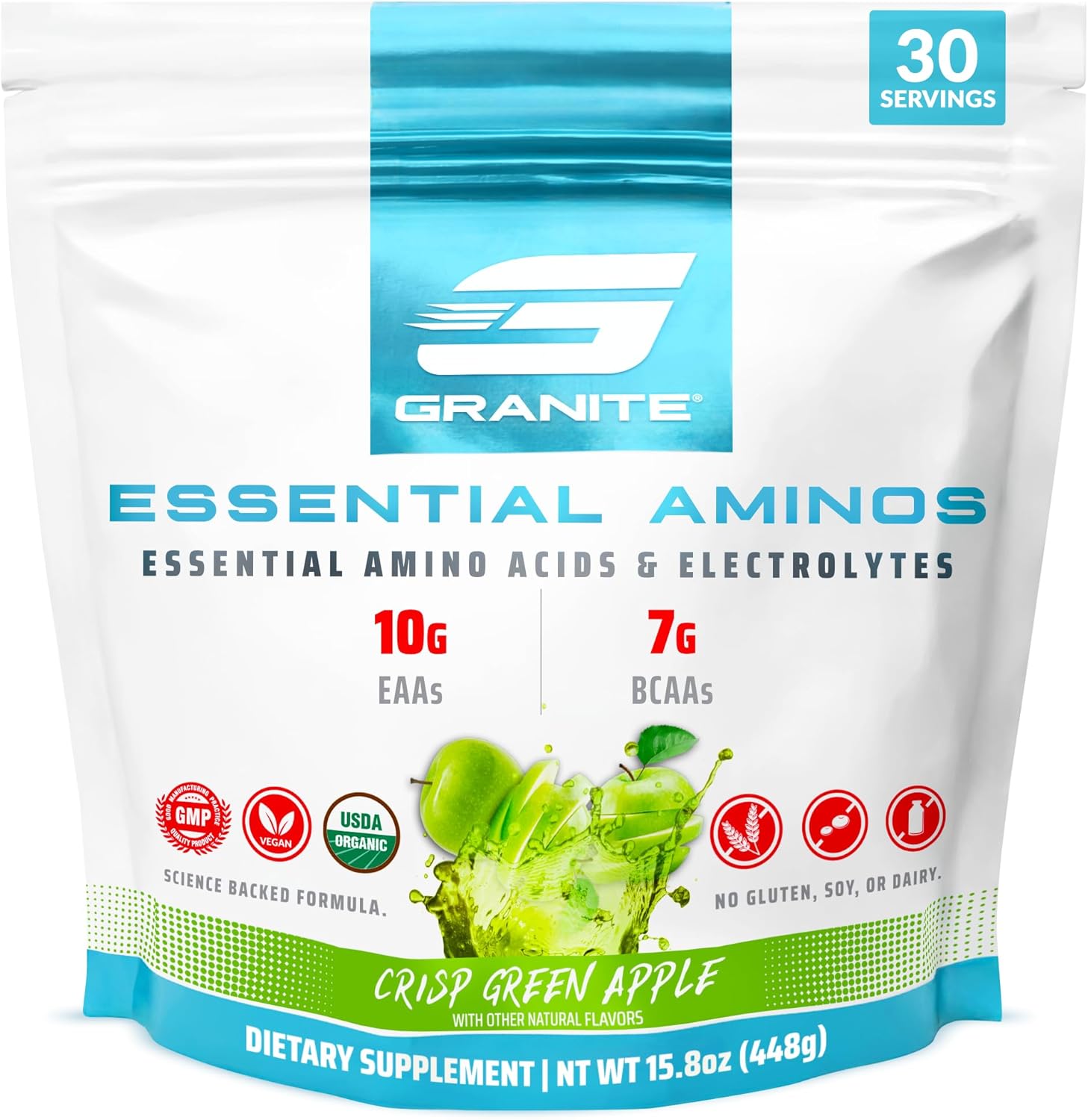 مکمل BCAA و EAA Granite Supplements مدل Essential Amino Acids، طعم سیب سبز