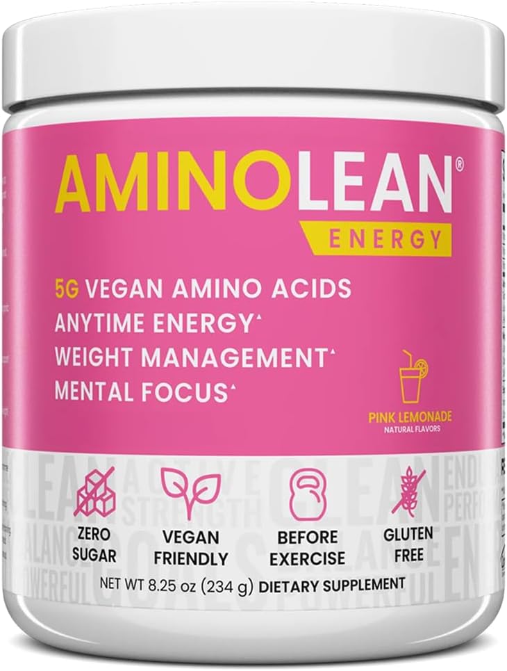 پودر آمینو انرژی و پری‌ورک‌اوت آر اس پی نوتریشن مدل Amino Energy، طعم لیموناد صورتی