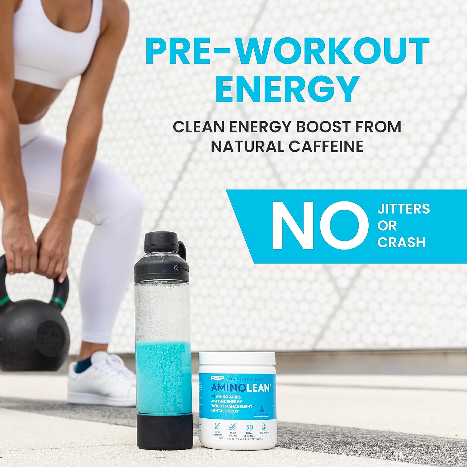 پودر آمینو انرژی و پری‌ورک‌اوت آر اس پی نوتریشن مدل Amino Energy، طعم لیموناد صورتی