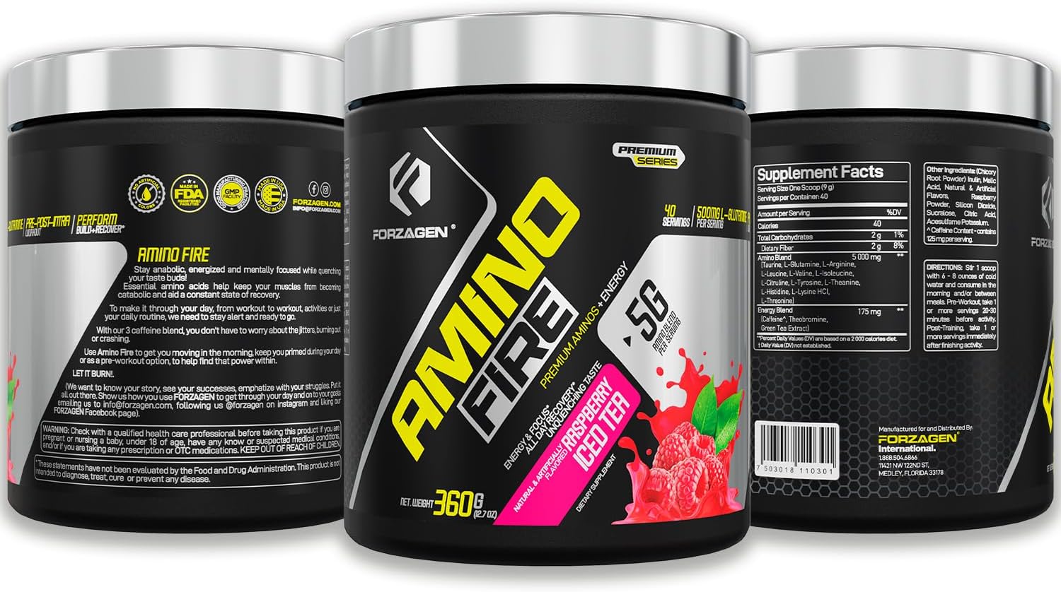 مکمل آمینو انرژی Forzagen مدل Amino Energy، 40 وعده، طعم بری