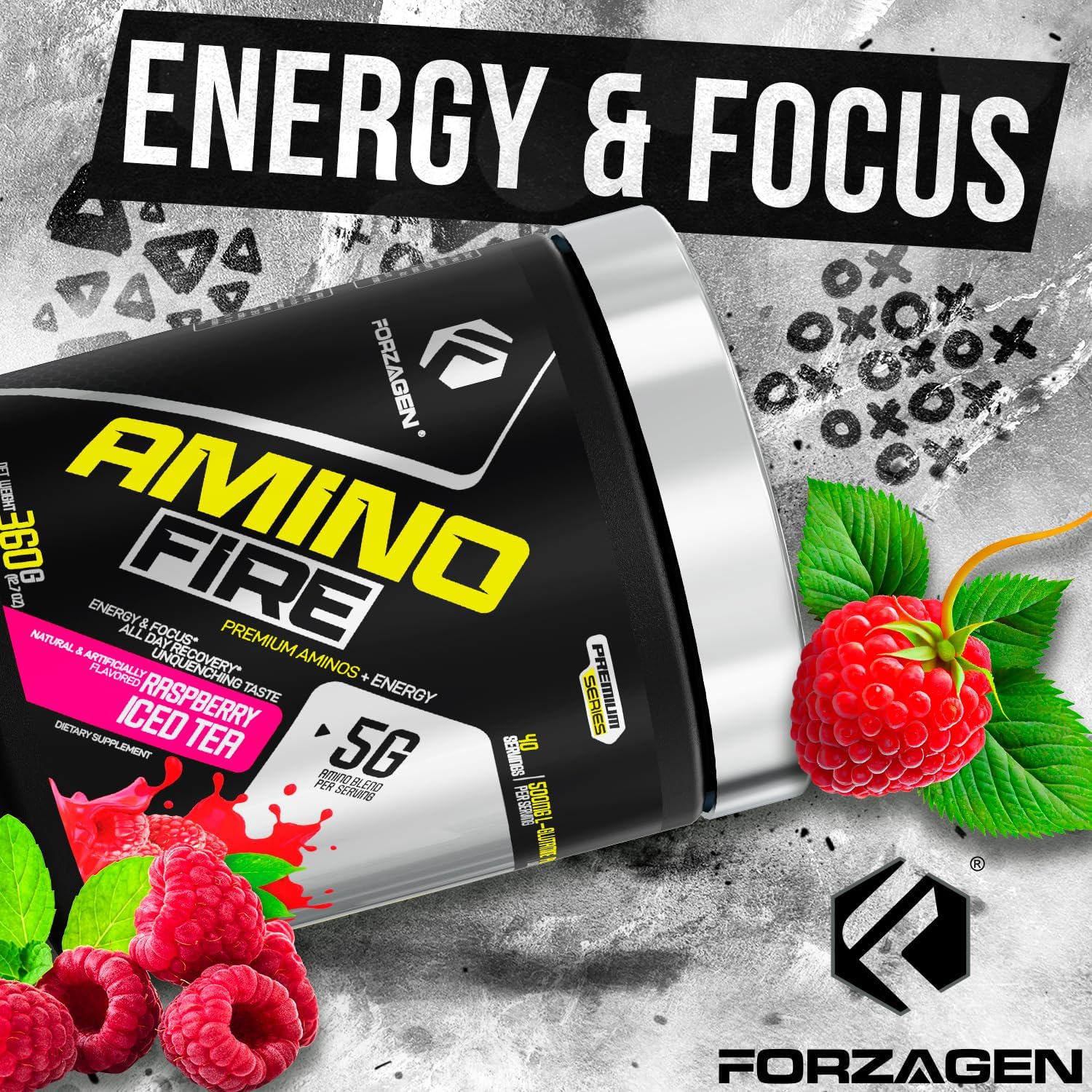 مکمل آمینو انرژی Forzagen مدل Amino Energy، 40 وعده، طعم بری