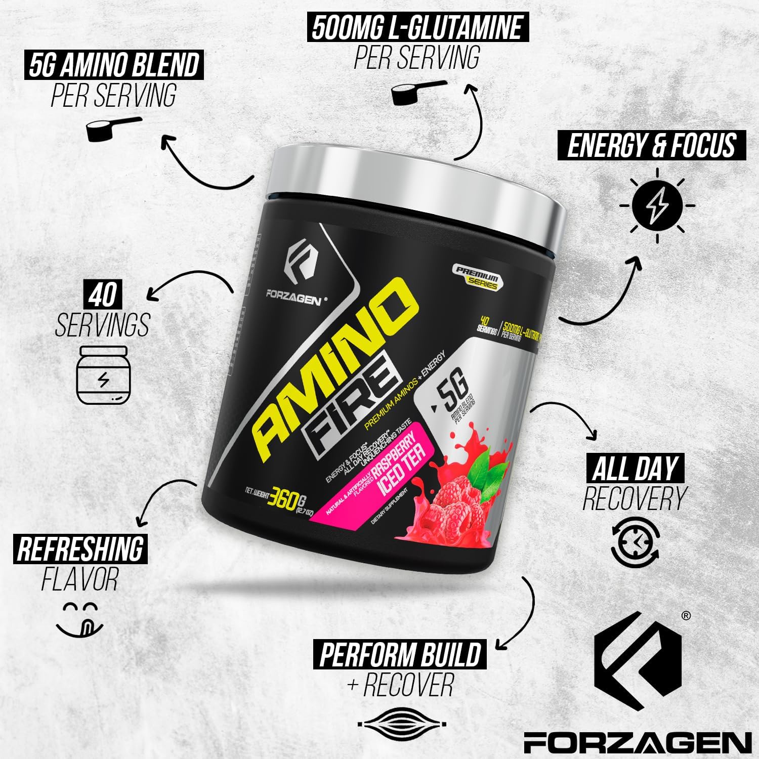 مکمل آمینو انرژی Forzagen مدل Amino Energy، 40 وعده، طعم بری