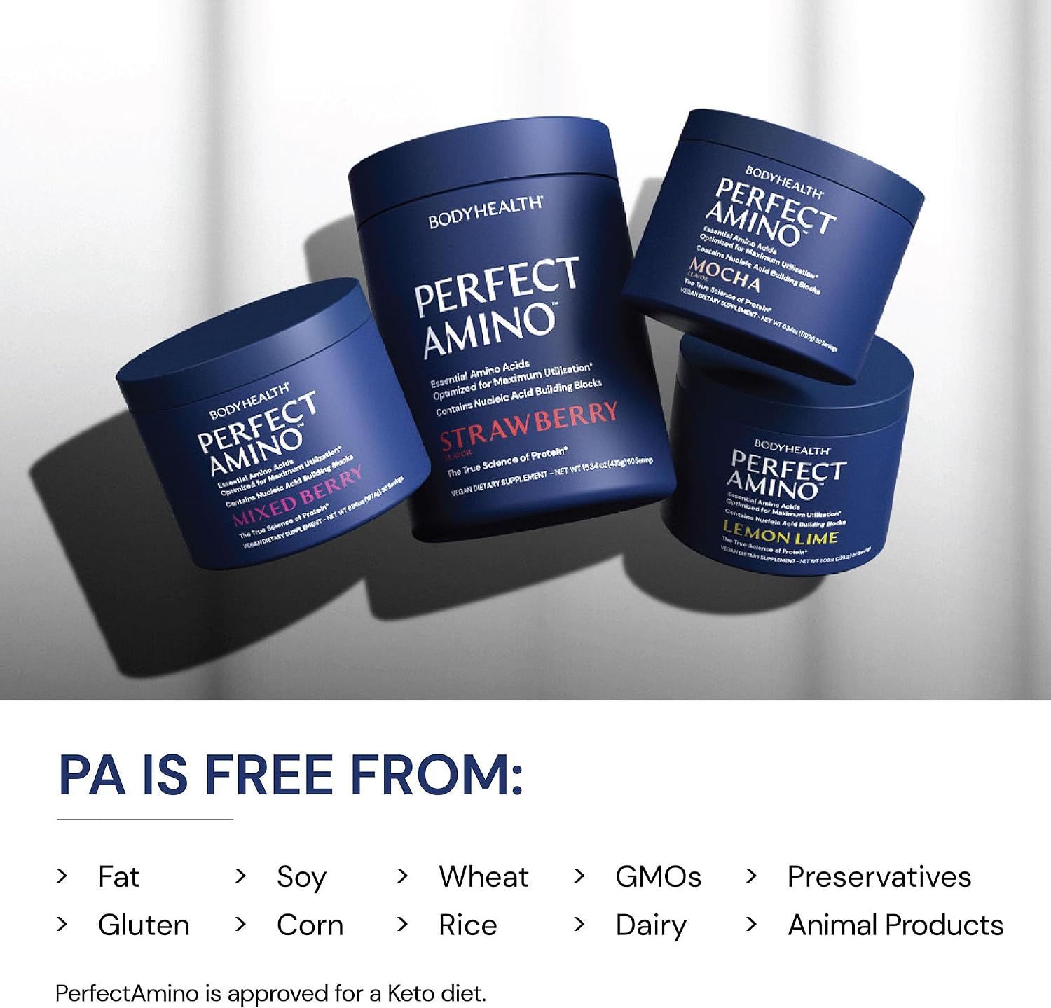 پودر BCAA بادی هلث مدل Essential Amino Acids، 30 وعده، طعم بری