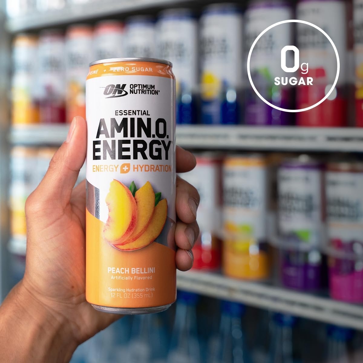 نوشیدنی آمینو انرژی و الکترولیت اپتیموم نوتریشن مدل Amino Energy، طعم هلو