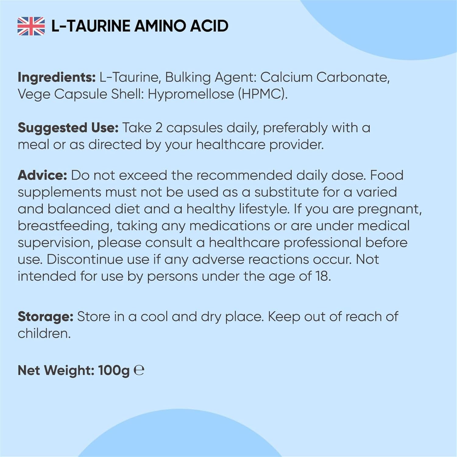 کپسول تائورین WeightWorld، 180 کپسول