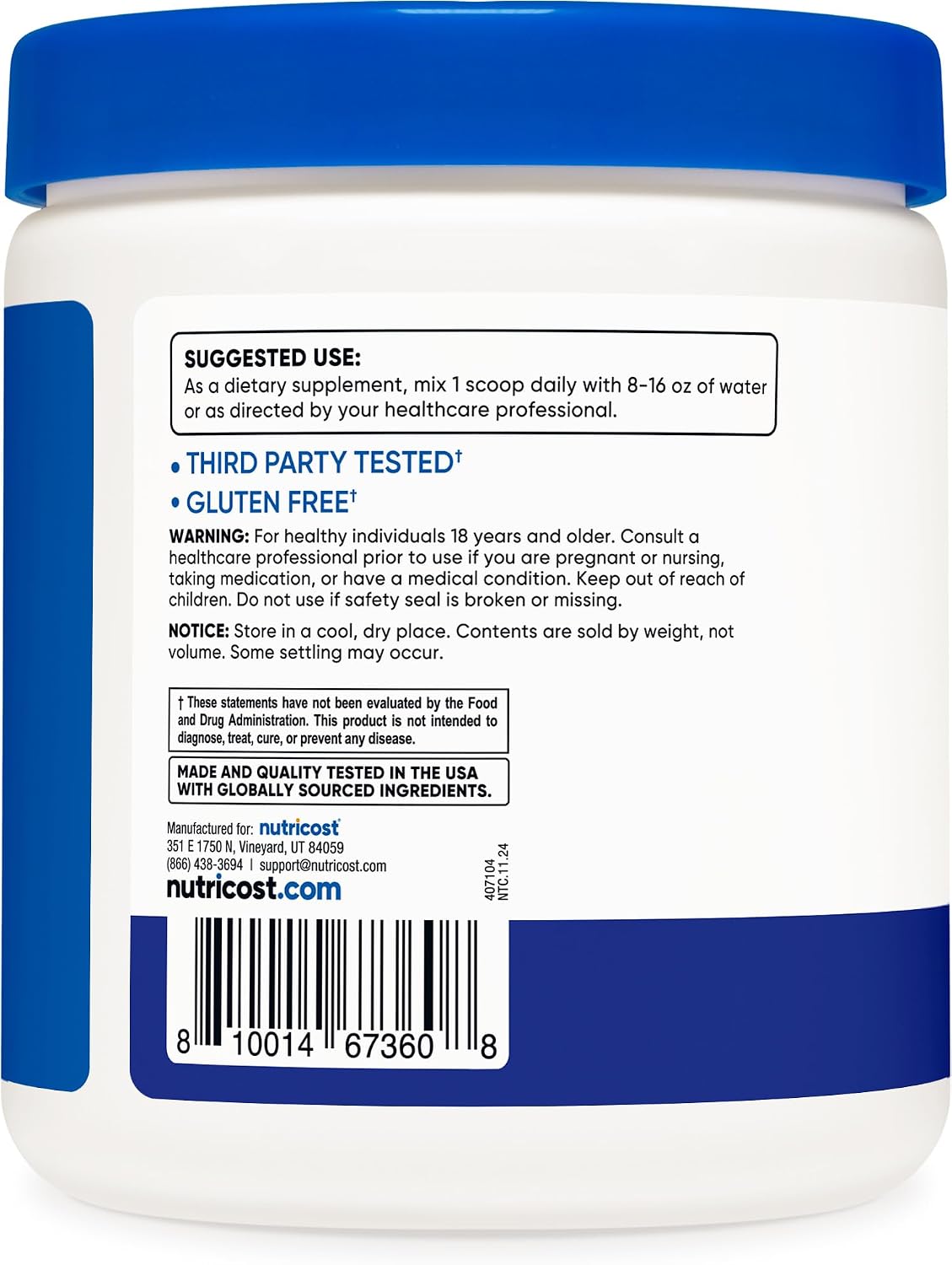 پودر EAA نوتریکاست مدل Essential Amino Acids، 30 وعده، طعم تمشک آبی