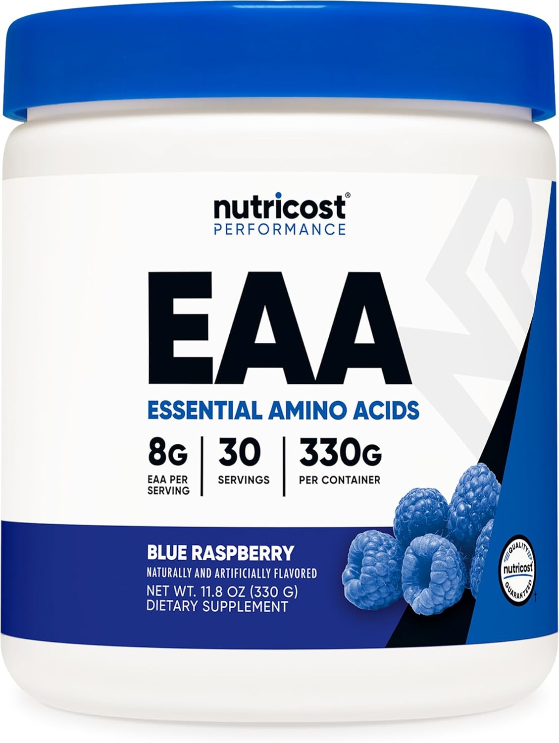 پودر EAA نوتریکاست مدل Essential Amino Acids، 30 وعده، طعم تمشک آبی