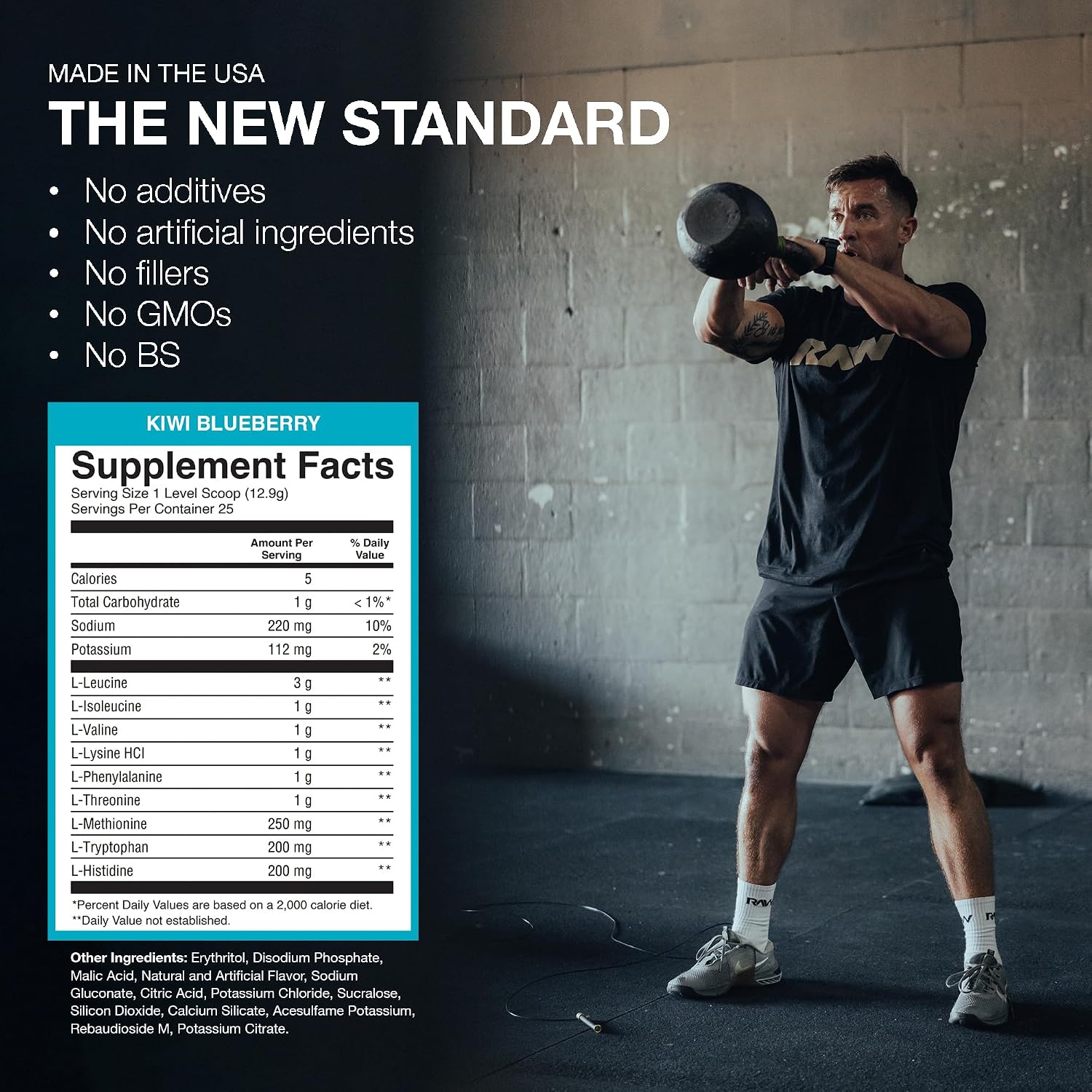 پودر BCAA و EAA راو مدل Essential Amino Acids، 25 وعده، طعم بری