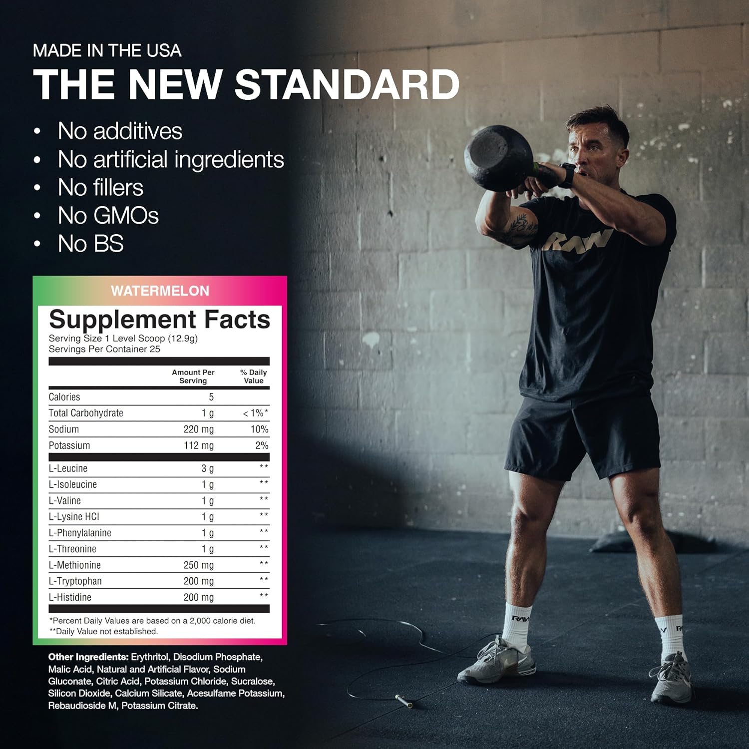 پودر BCAA و EAA راو مدل Essential Amino Acids، 25 وعده، طعم هندوانه