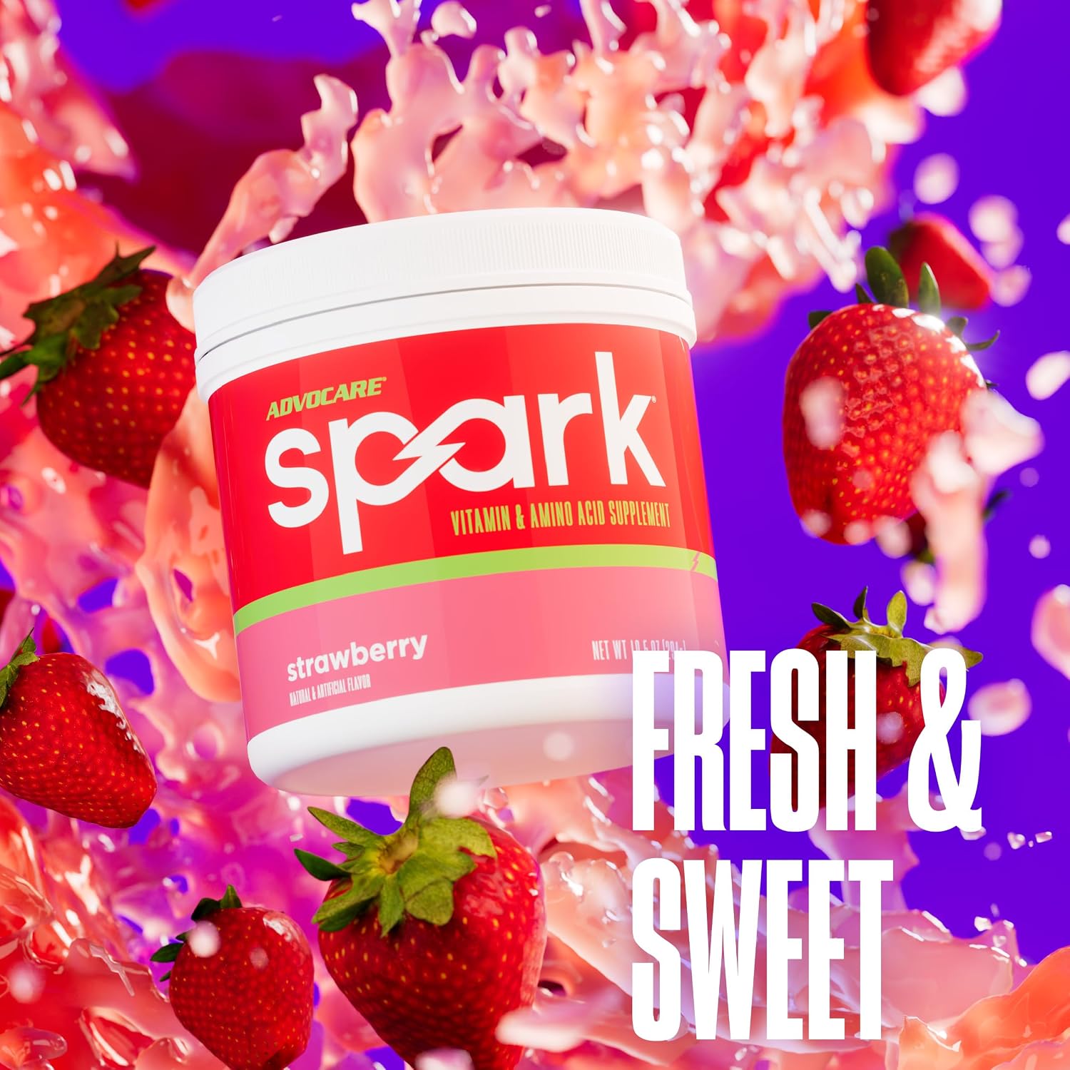 پودر آمینو انرژی ادوکر مدل Spark، 10.5 اونس، طعم توت‌فرنگی