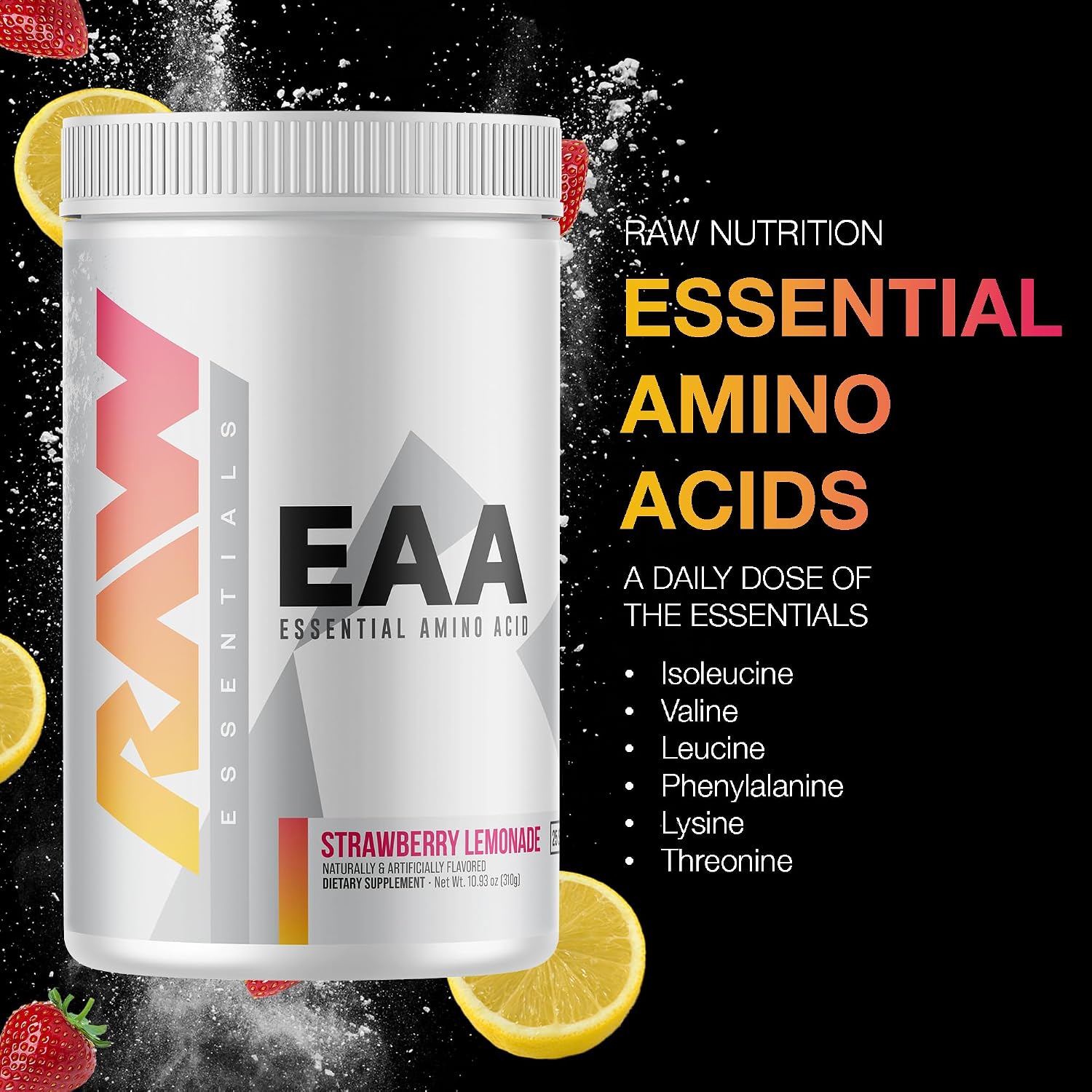 پودر آمینو انرژی و پری‌ورک‌اوت راو مدل Amino Energy، 25 وعده، طعم توت‌فرنگی