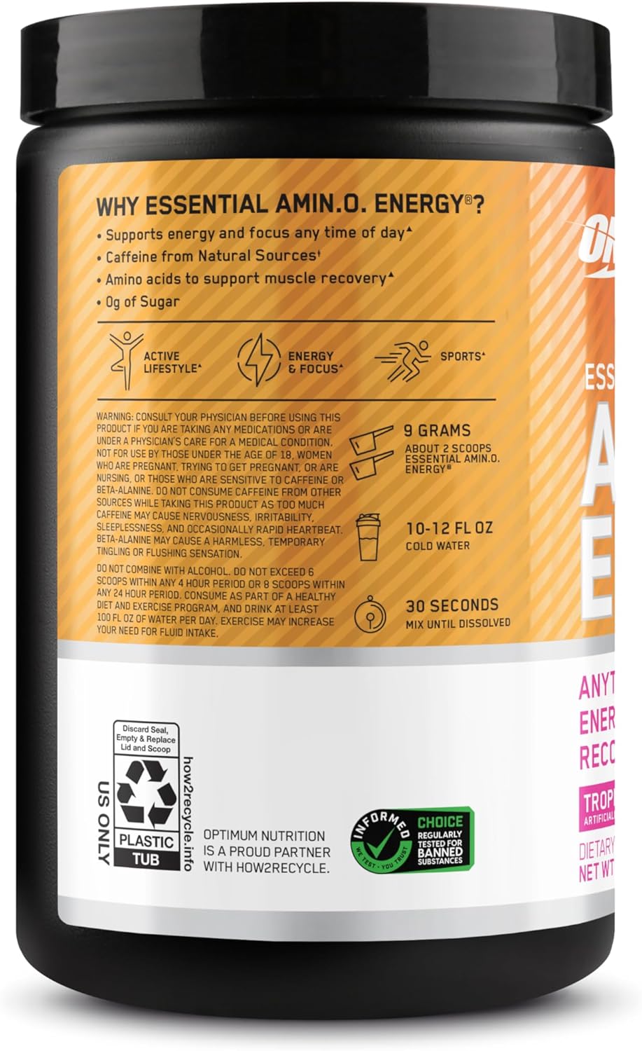 مکمل آمینو انرژی اپتیموم نوتریشن مدل Amino Energy، 30 وعده، طعم میوه‌های استوایی