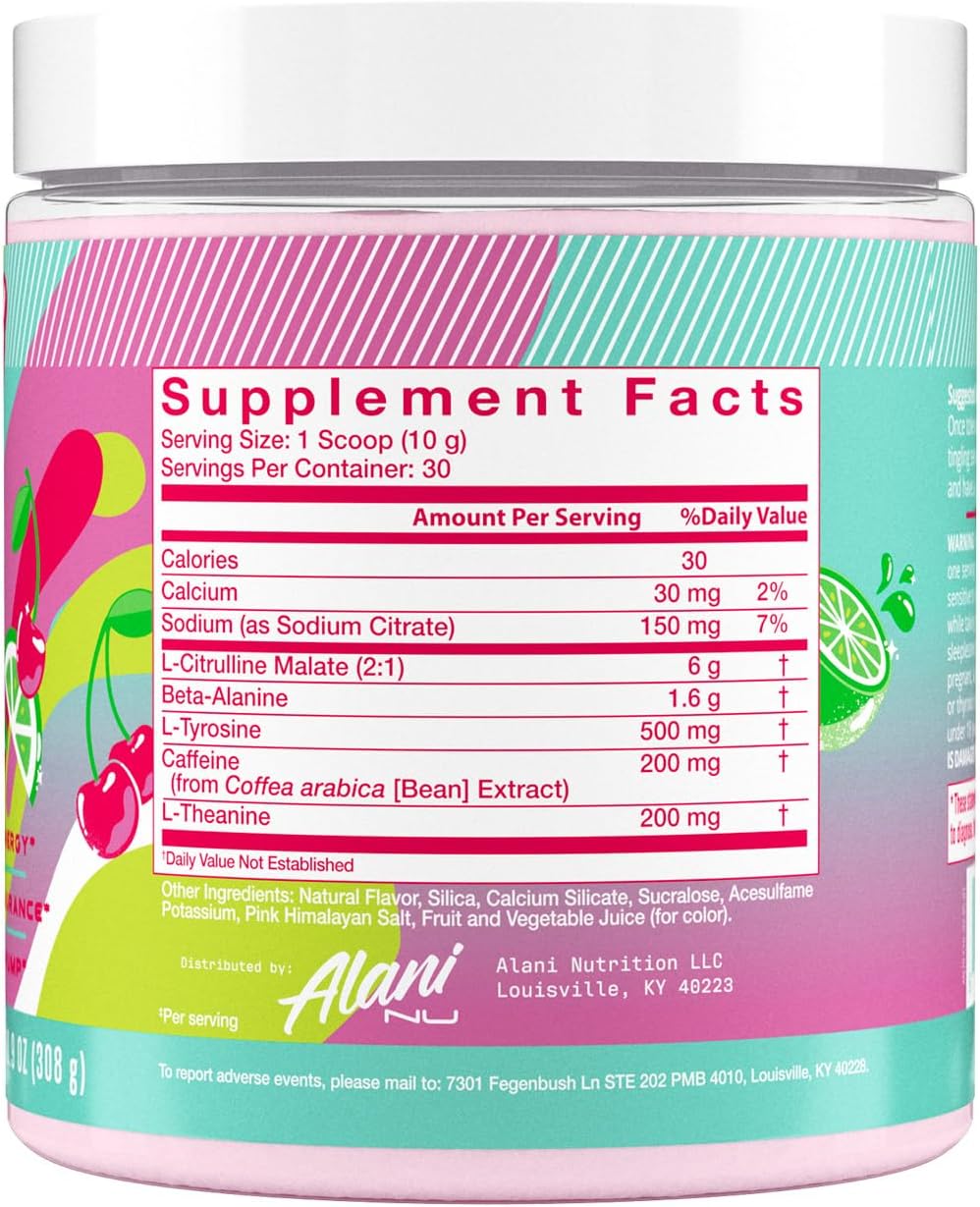 پودر آمینو انرژی و پری‌ورک‌اوت Alani Nu مدل Amino Energy، 30 وعده، طعم گیلاس