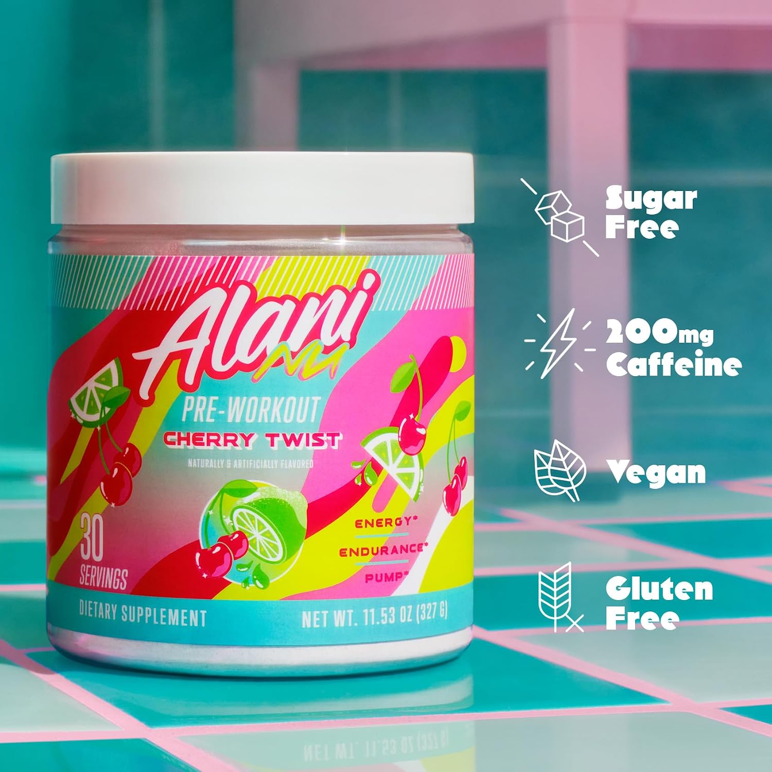پودر آمینو انرژی و پری‌ورک‌اوت Alani Nu مدل Amino Energy، 30 وعده، طعم گیلاس
