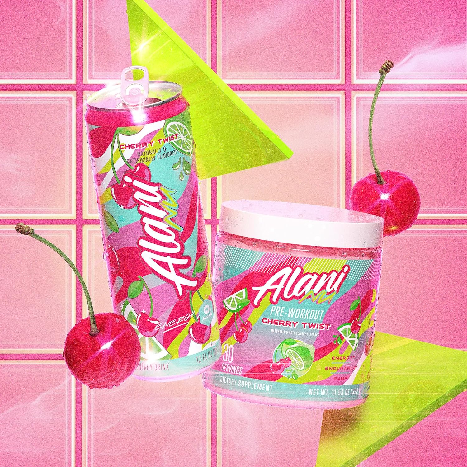 پودر آمینو انرژی و پری‌ورک‌اوت Alani Nu مدل Amino Energy، 30 وعده، طعم گیلاس