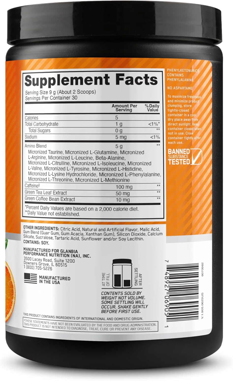 مکمل آمینو انرژی اپتیموم نوتریشن مدل Amino Energy، 30 وعده، طعم مرکبات