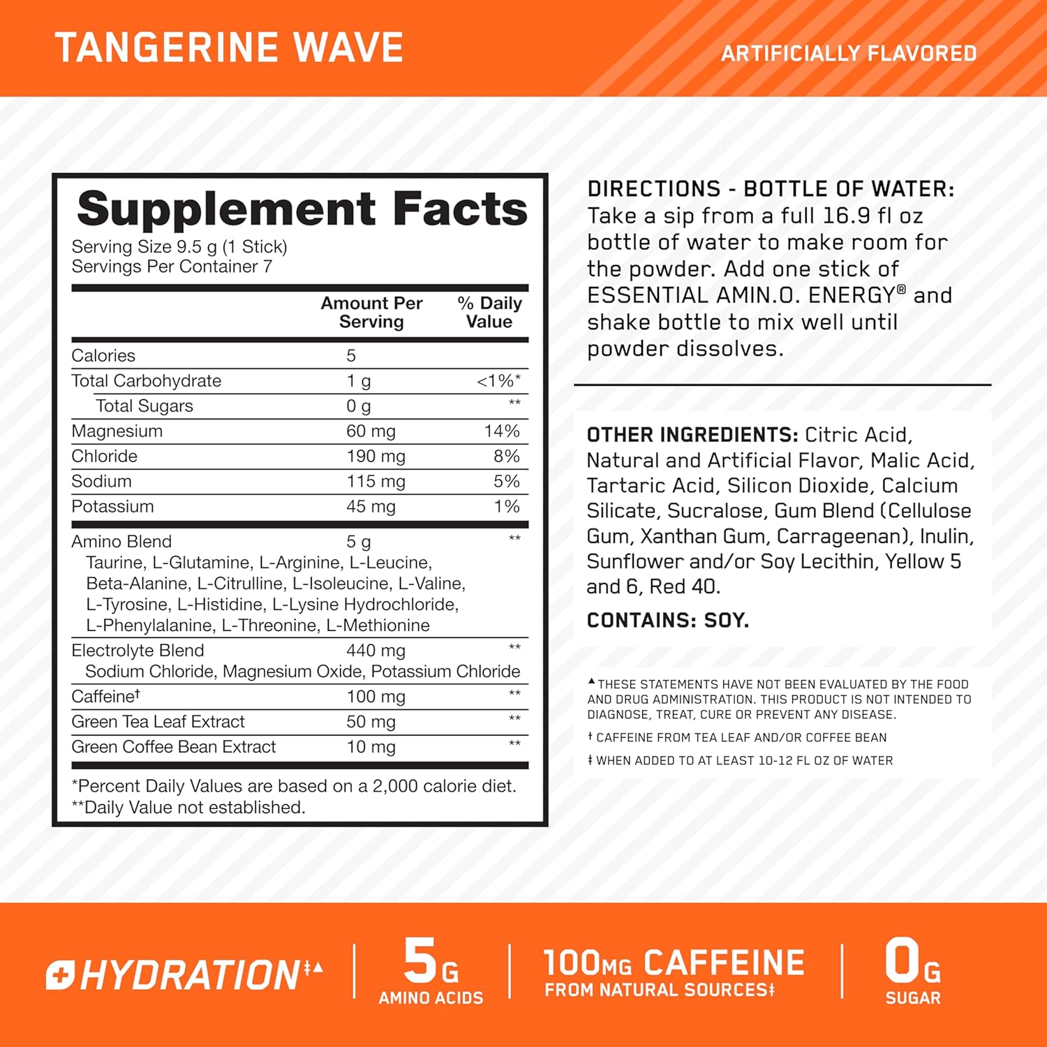 پودر آمینو انرژی و الکترولیت اپتیموم نوتریشن مدل Essential Amino Energy Plus Electrolytes، 7 بسته، طعم نارنگی