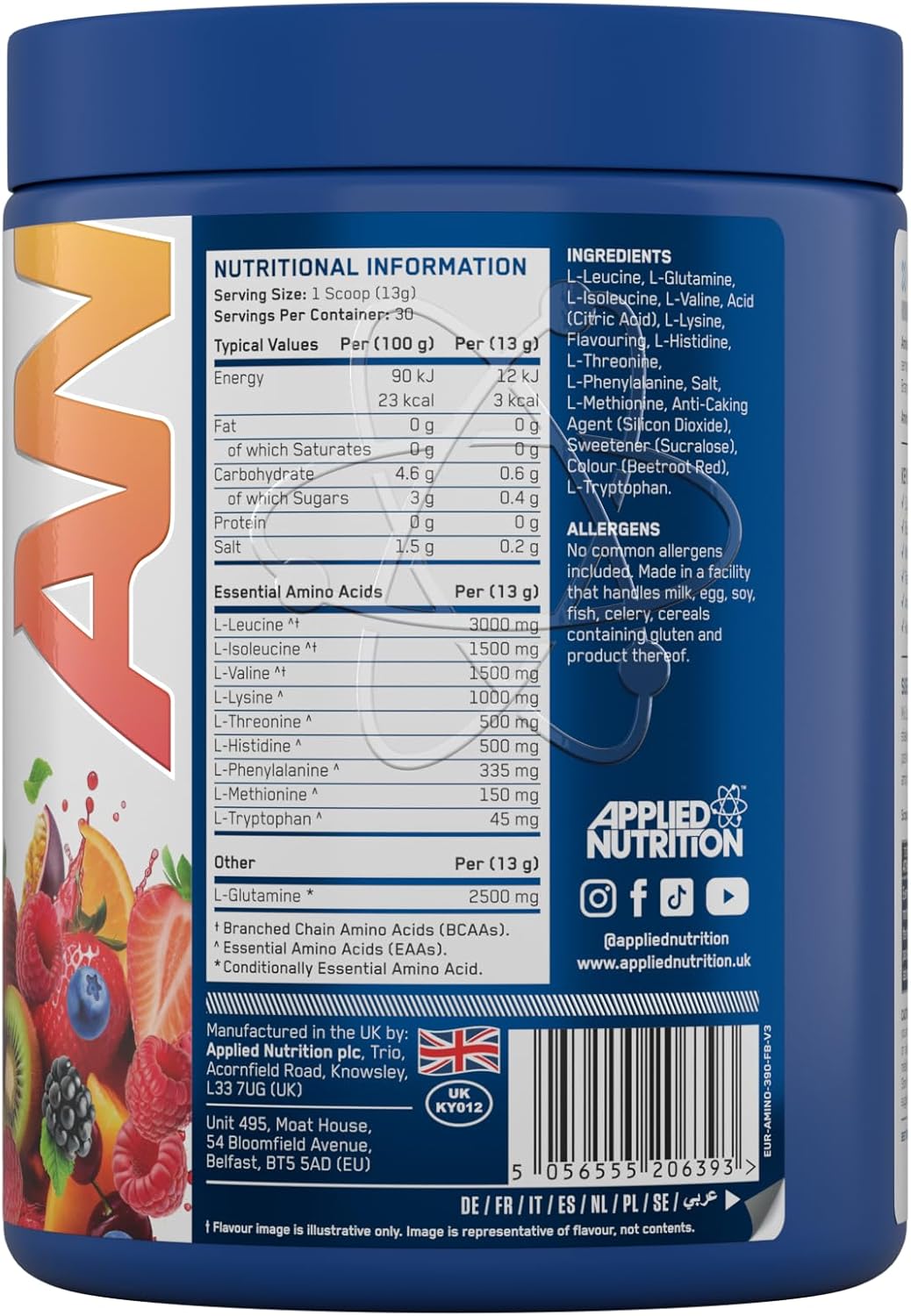 پودر EAA اپلاید نوتریشن مدل Essential Amino Acids، 390 گرم، 30 وعده