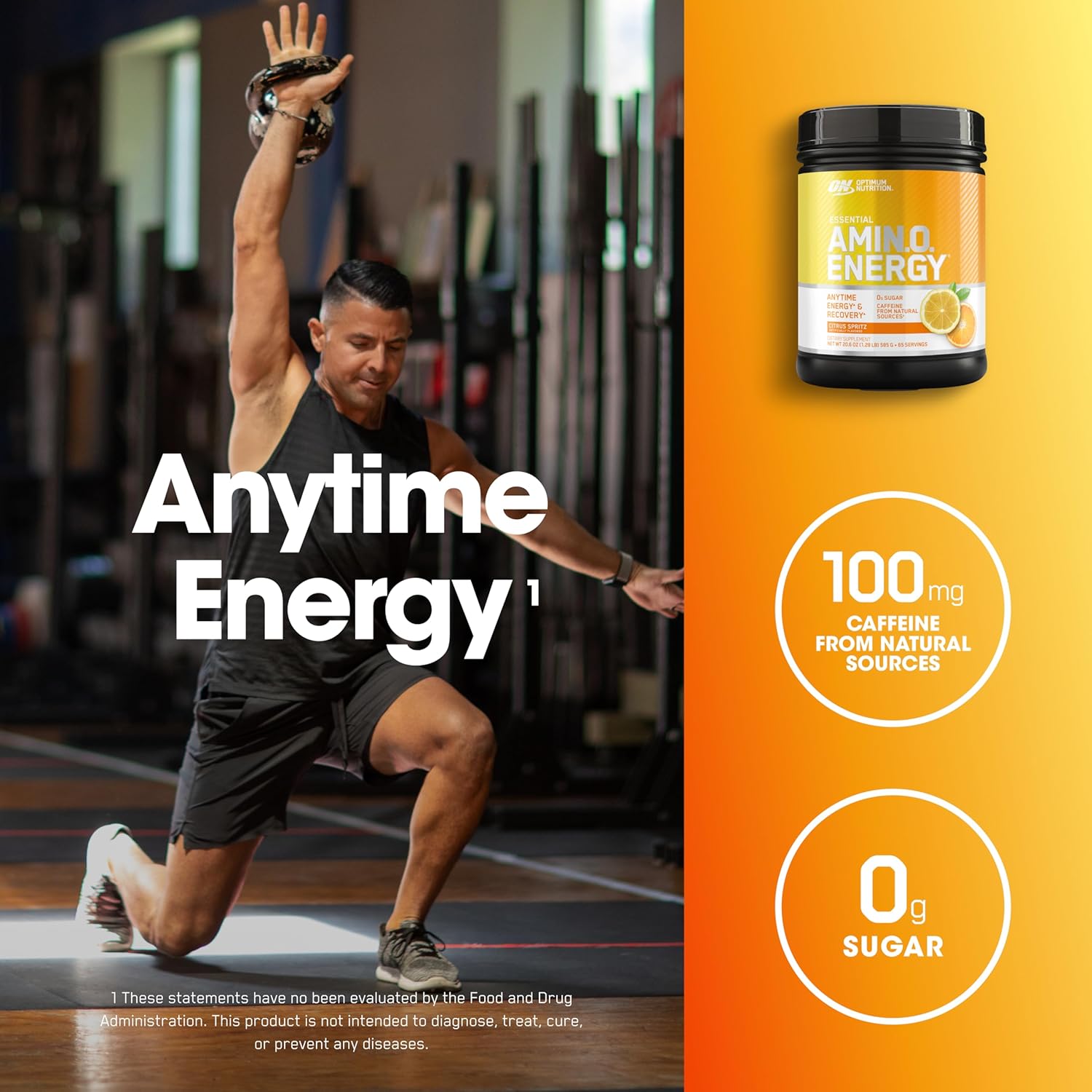 پودر آمینو انرژی و پری‌ورک‌اوت اپتیموم نوتریشن مدل Amino Energy، 65 وعده، طعم مرکبات