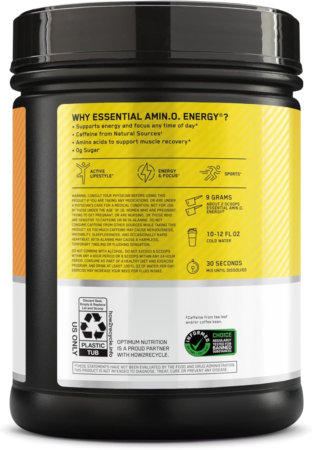 پودر آمینو انرژی و پری‌ورک‌اوت اپتیموم نوتریشن مدل Amino Energy، 65 وعده، طعم مرکبات