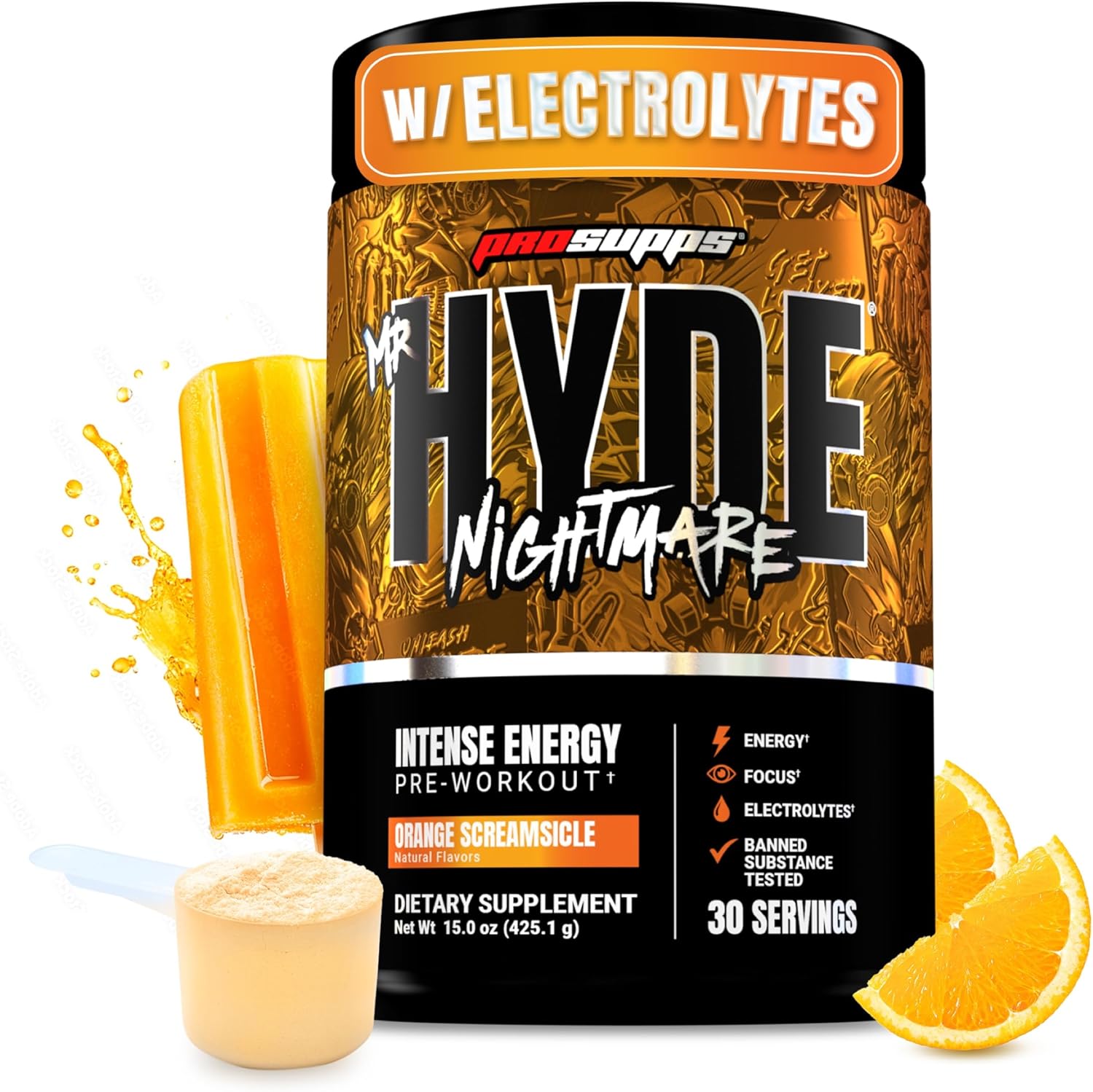 مکمل پری‌ورک‌اوت پروساپس مدل Hyde Nightmare، 30 وعده، طعم کرم پرتقال