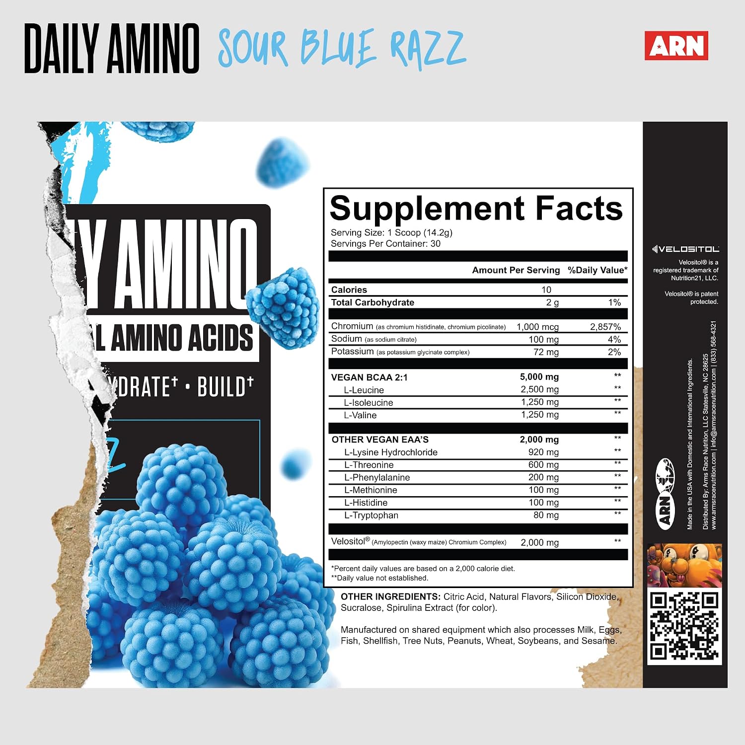 مکمل EAA آرمز ریس نوتریشن مدل Daily Amino، طعم تمشک آبی