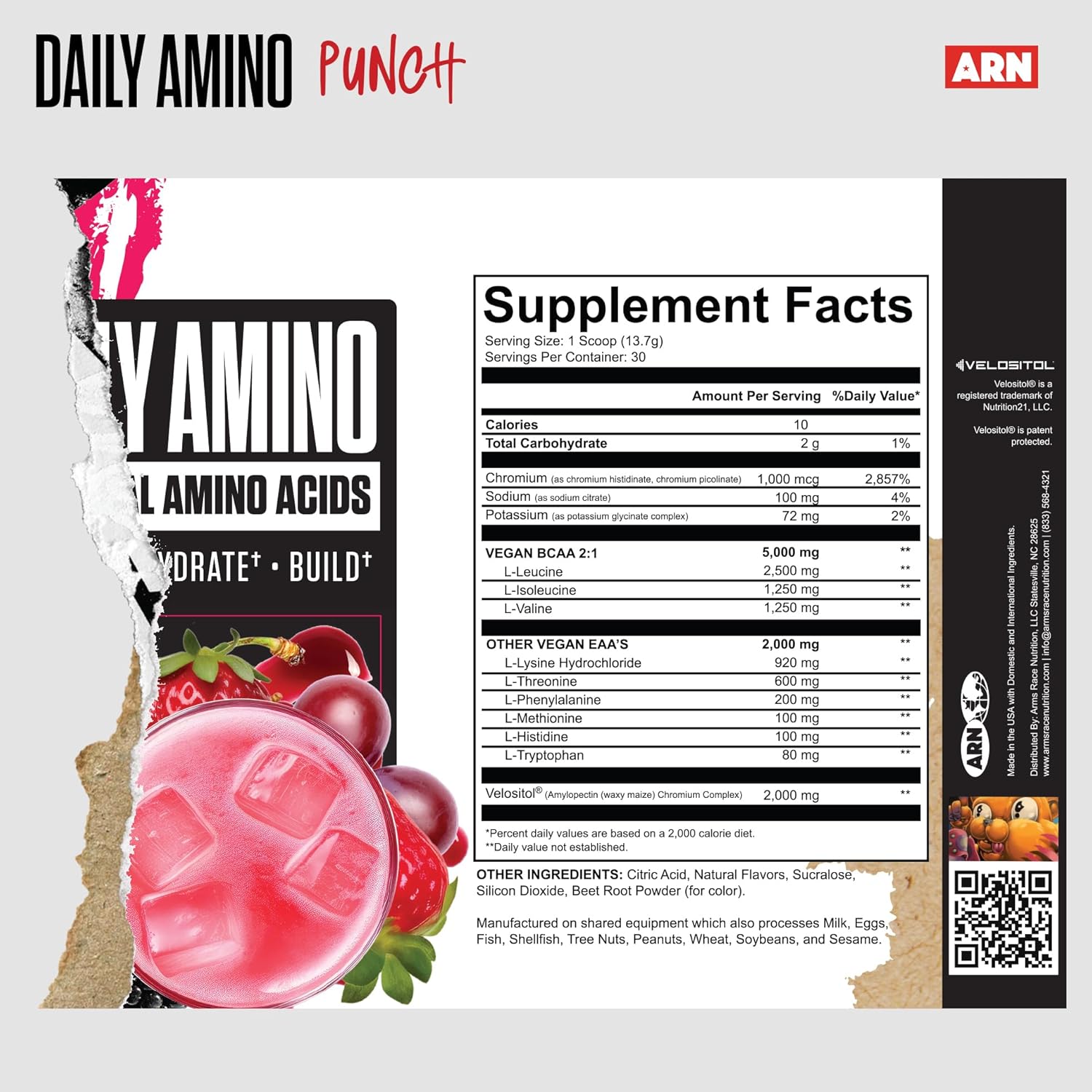 مکمل BCAA و EAA آرمز ریس نوتریشن مدل Daily Amino، 30 وعده، طعم پانچ