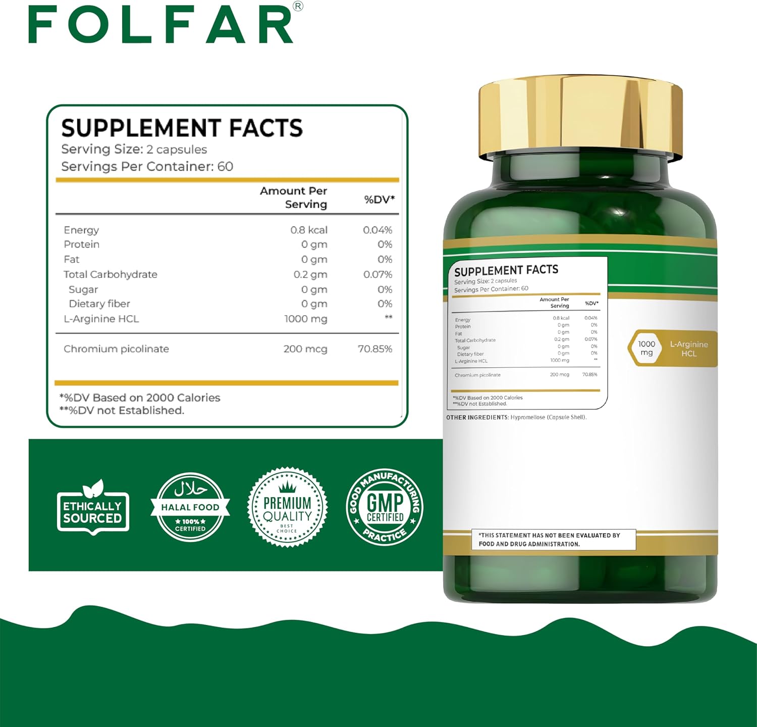 مکمل نیتریک اکسید FOLFAR، 120 کپسول