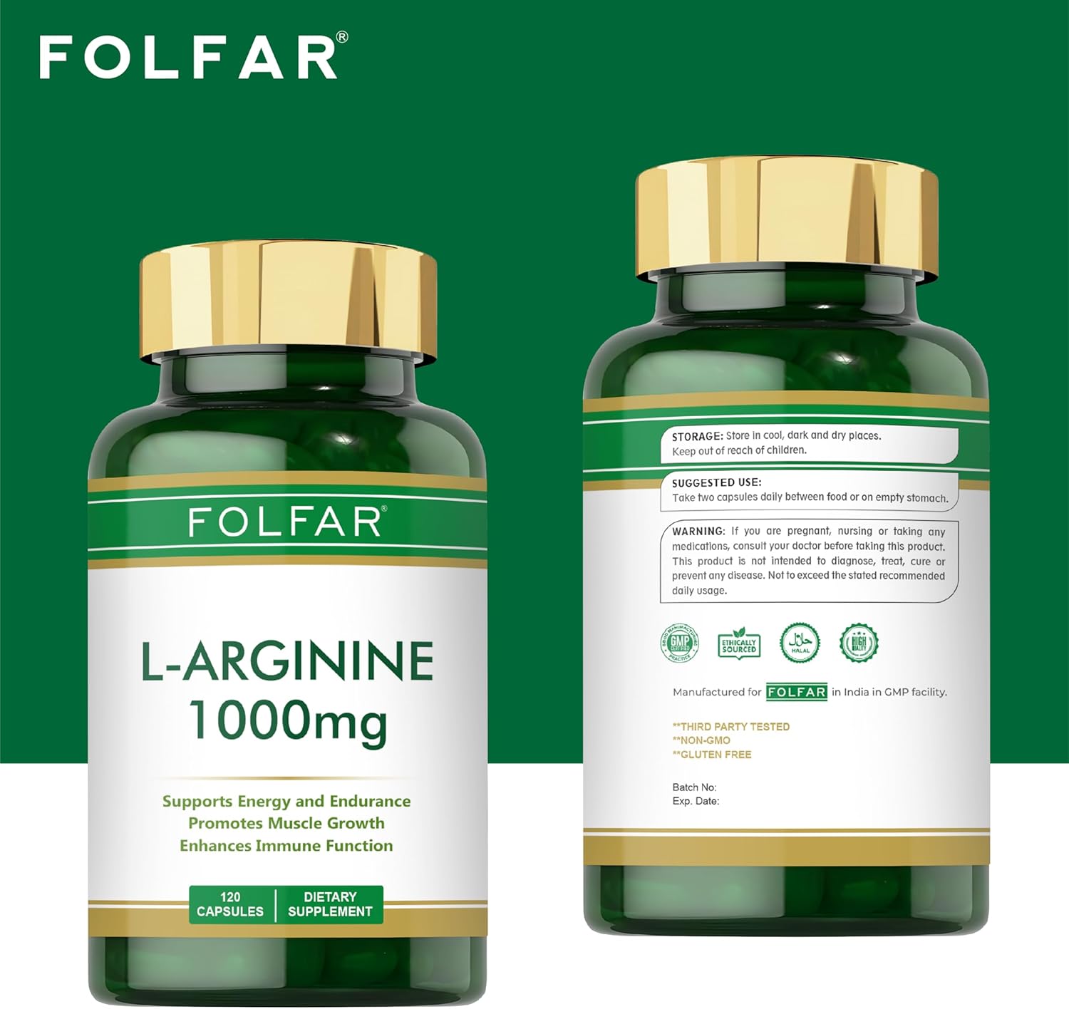 مکمل نیتریک اکسید FOLFAR، 120 کپسول