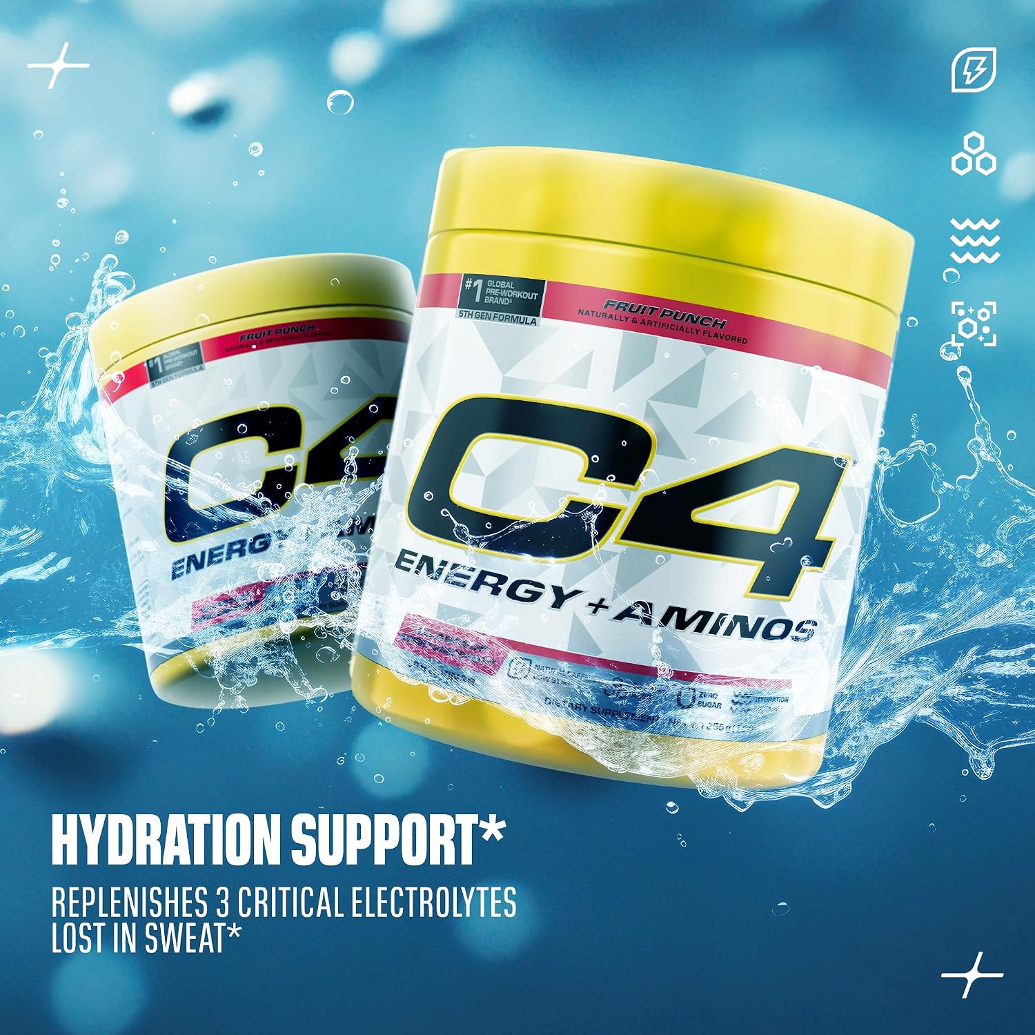 مکمل پری‌ورک‌اوت C4 مدل C4 Energy + Aminos، 30 وعده، طعم پانچ میوه