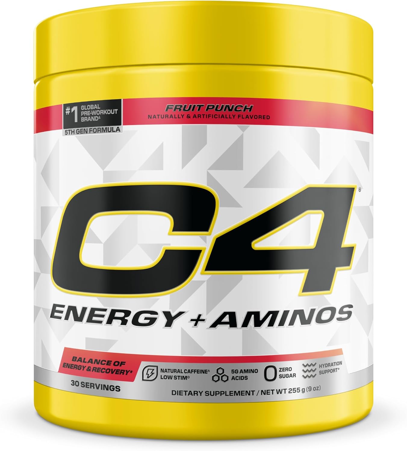 مکمل پری‌ورک‌اوت C4 مدل C4 Energy + Aminos، 30 وعده، طعم پانچ میوه