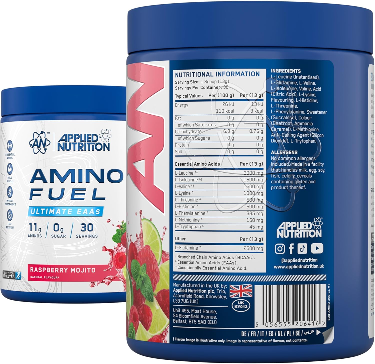 پودر EAA اپلاید نوتریشن مدل Essential Amino Acids، 390 گرم، طعم بری