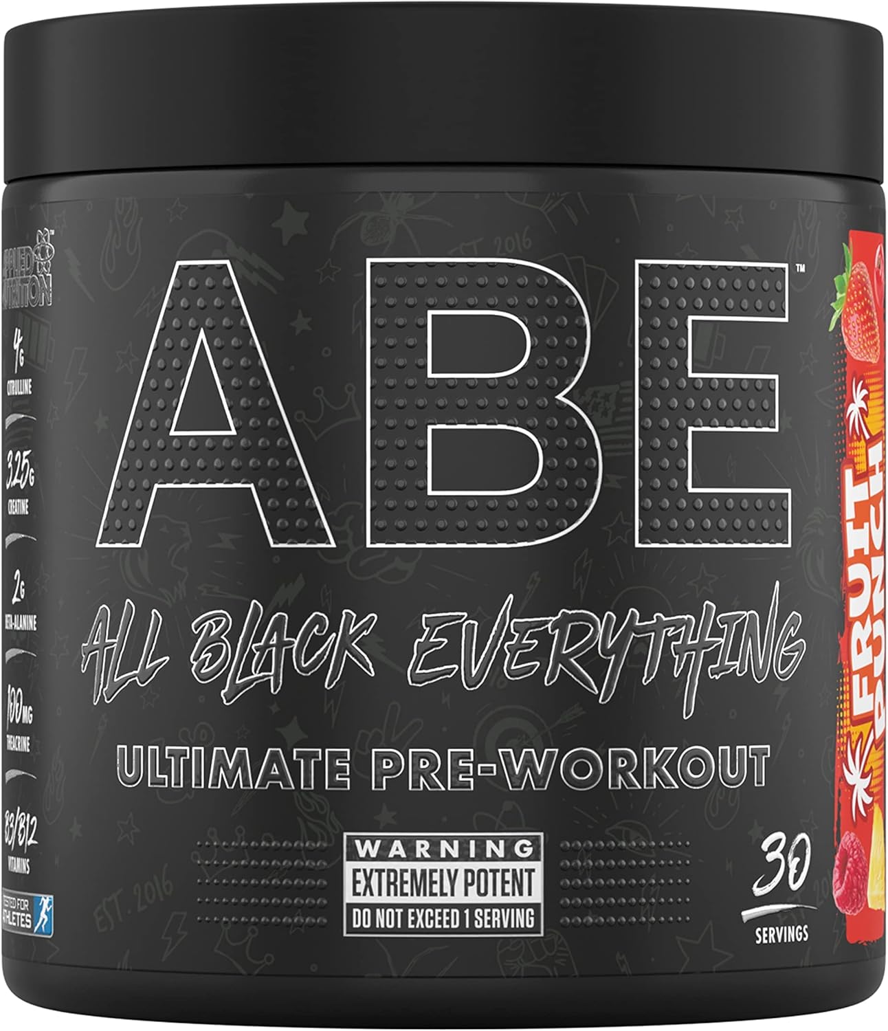 پودر پری‌ورک‌اوت اپلاید نوتریشن مدل ABE All Black Everything، 30 سروینگ، طعم پانچ میوه